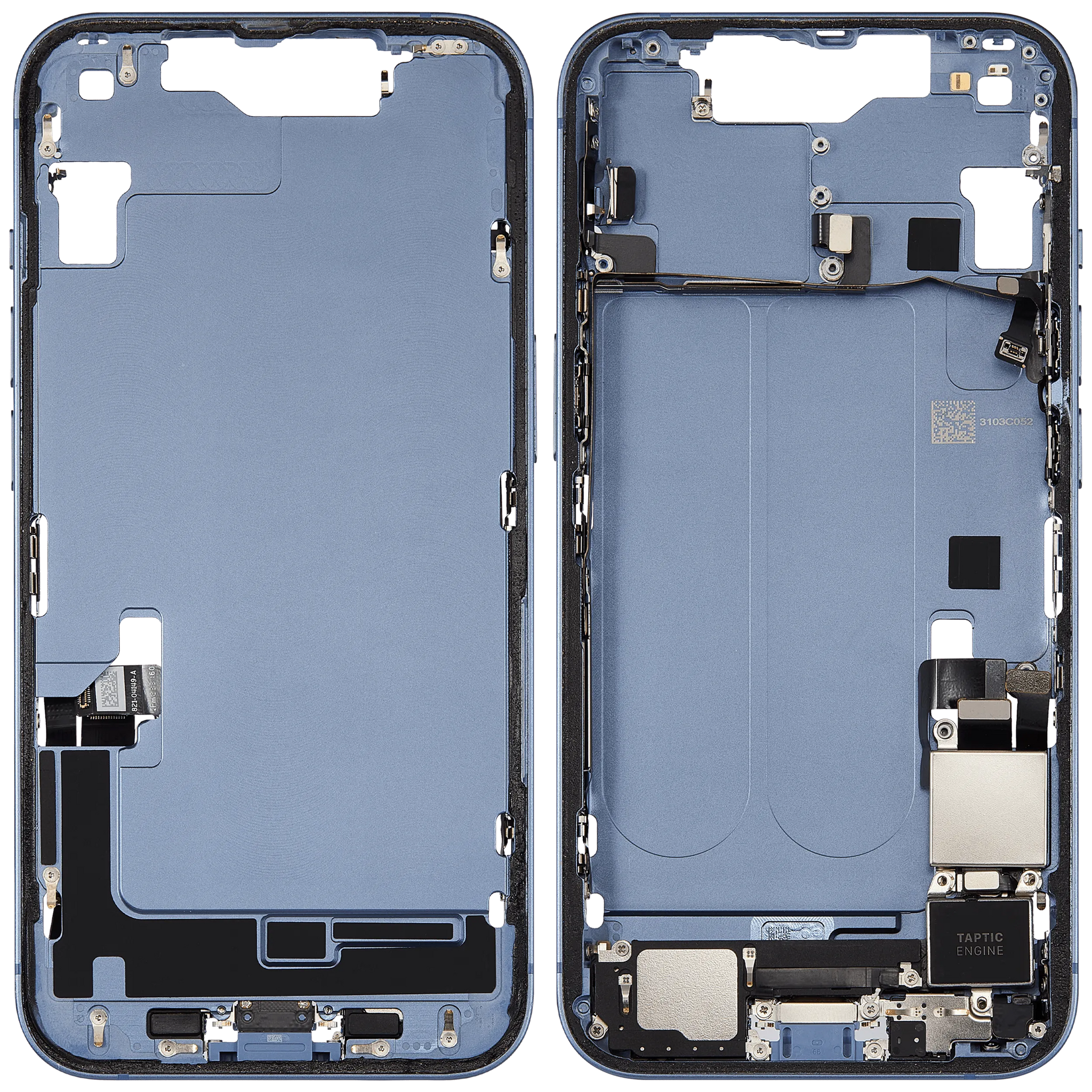 Mid-Frame Housing W/ Charging Port Flex & Small Parts For iPhone 14 (US Version) (Pull) (Blue)