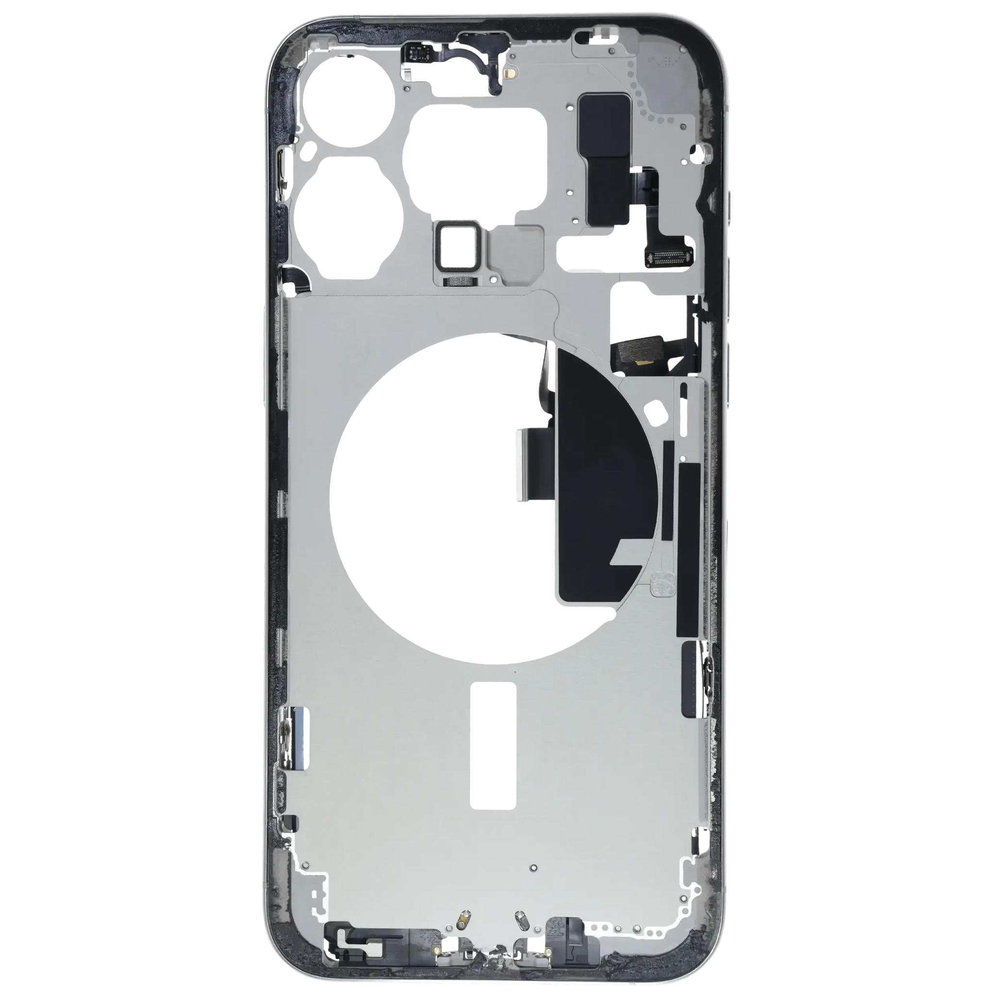 Mid-Frame Housing W/ Charging Port Flex & Small Parts For iPhone 15 Pro Max (EU / Global Version) (Pull) (White Titanium)