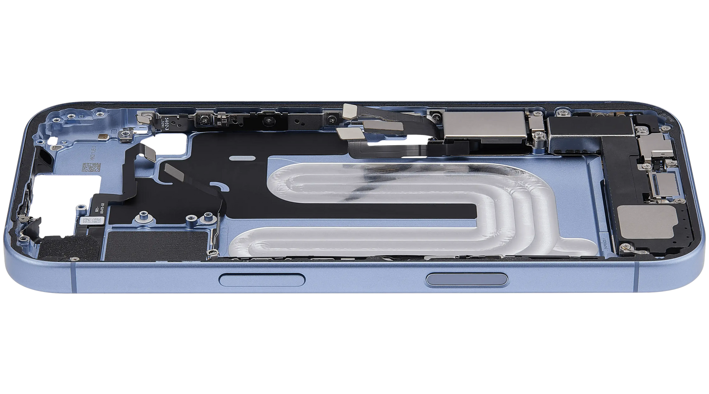 Mid-Frame Housing W/ Charging Port Flex & Small Parts For iPhone 17 (US Version) (Pull) (Mist Blue)
