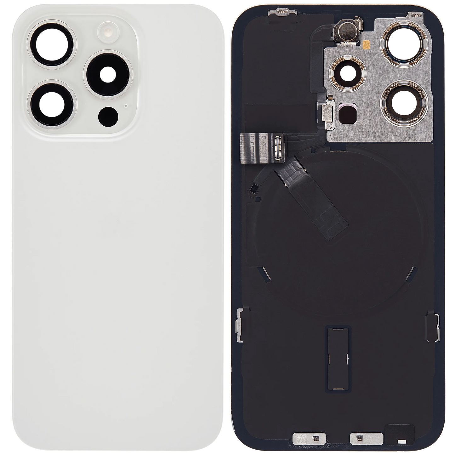 Back Glass w/ MagSafe Magnet & NFC & Flashlight Flex For iPhone 15 Pro (Pull) (White Titanium)