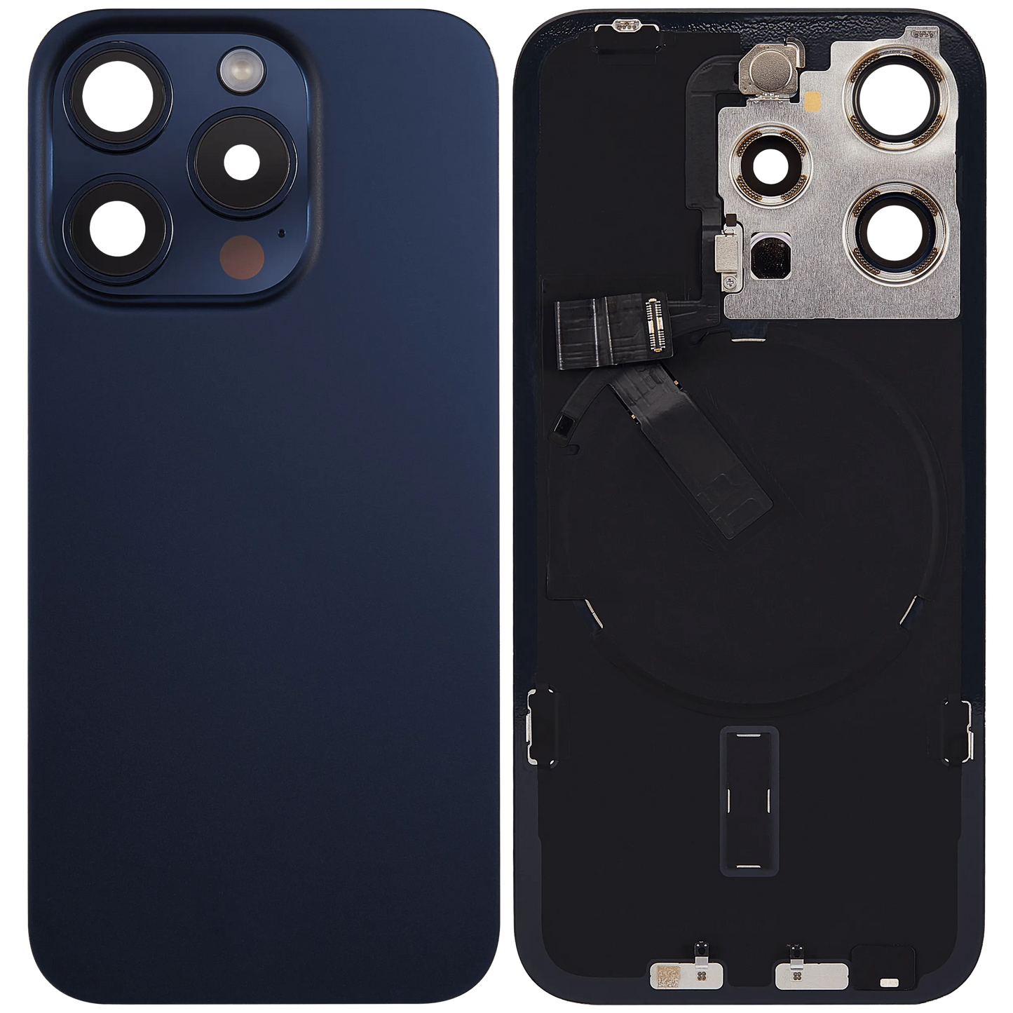 Back Glass w/ MagSafe Magnet & NFC & Flashlight Flex For iPhone 15 Pro (Pull) (Blue Titanium)