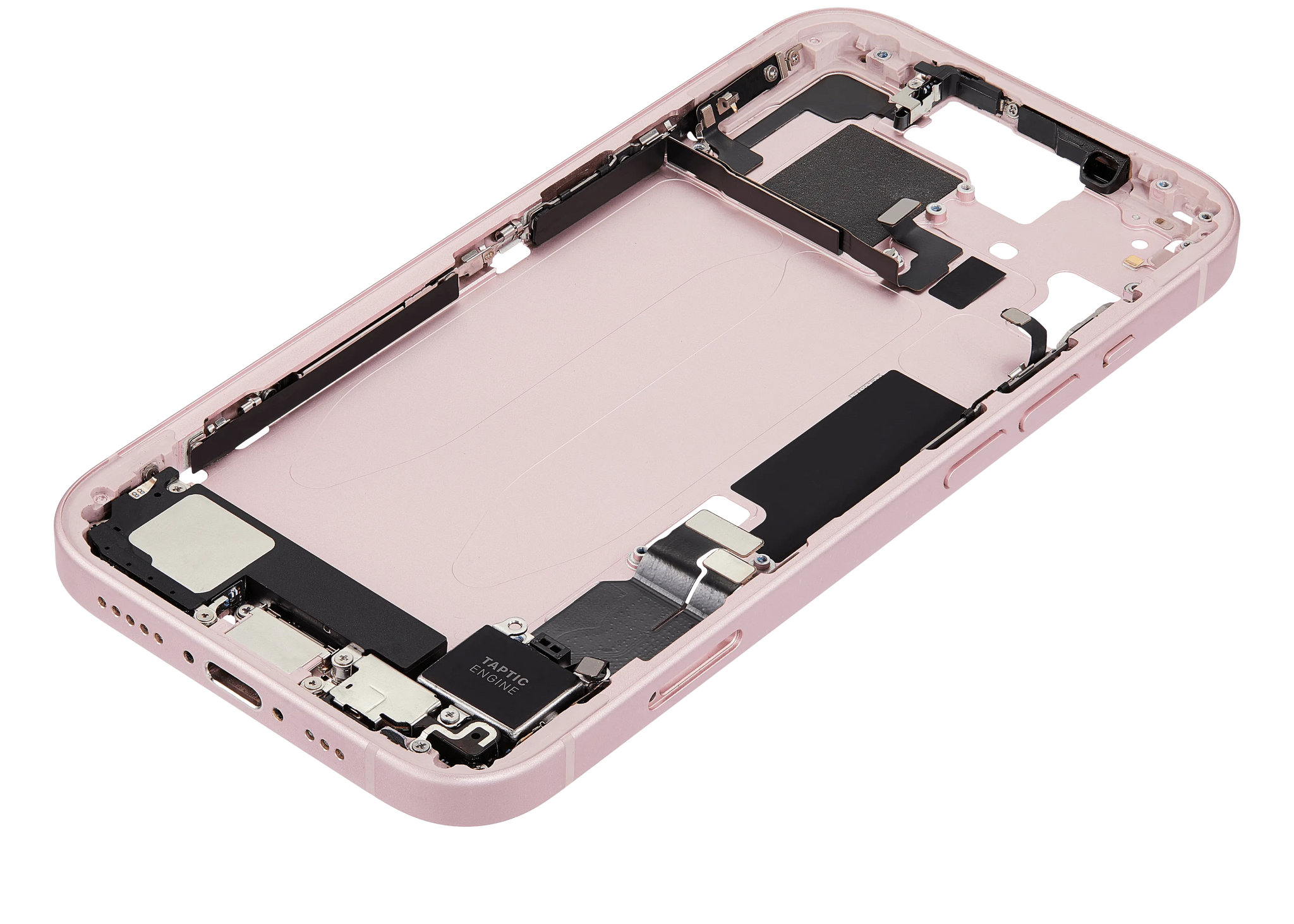 Mid-Frame Housing W/ Charging Port Flex & Small Parts For iPhone 15 (EU / Global Version) (Pull) (Pink)