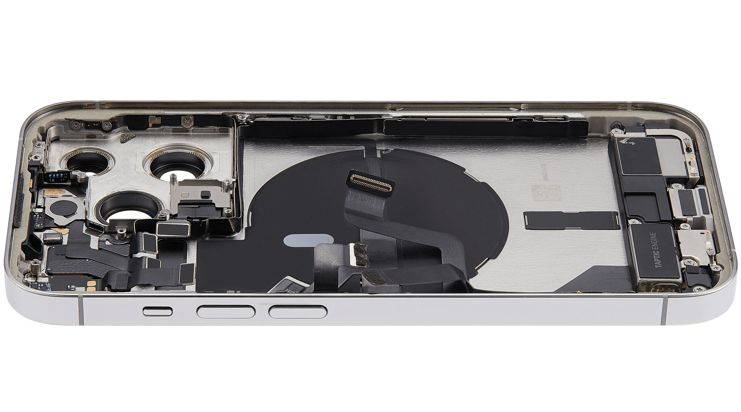 Back Housing W/ Charging Port Flex & Small Parts For iPhone 14 Pro (US Version) (Pull) (Silver)