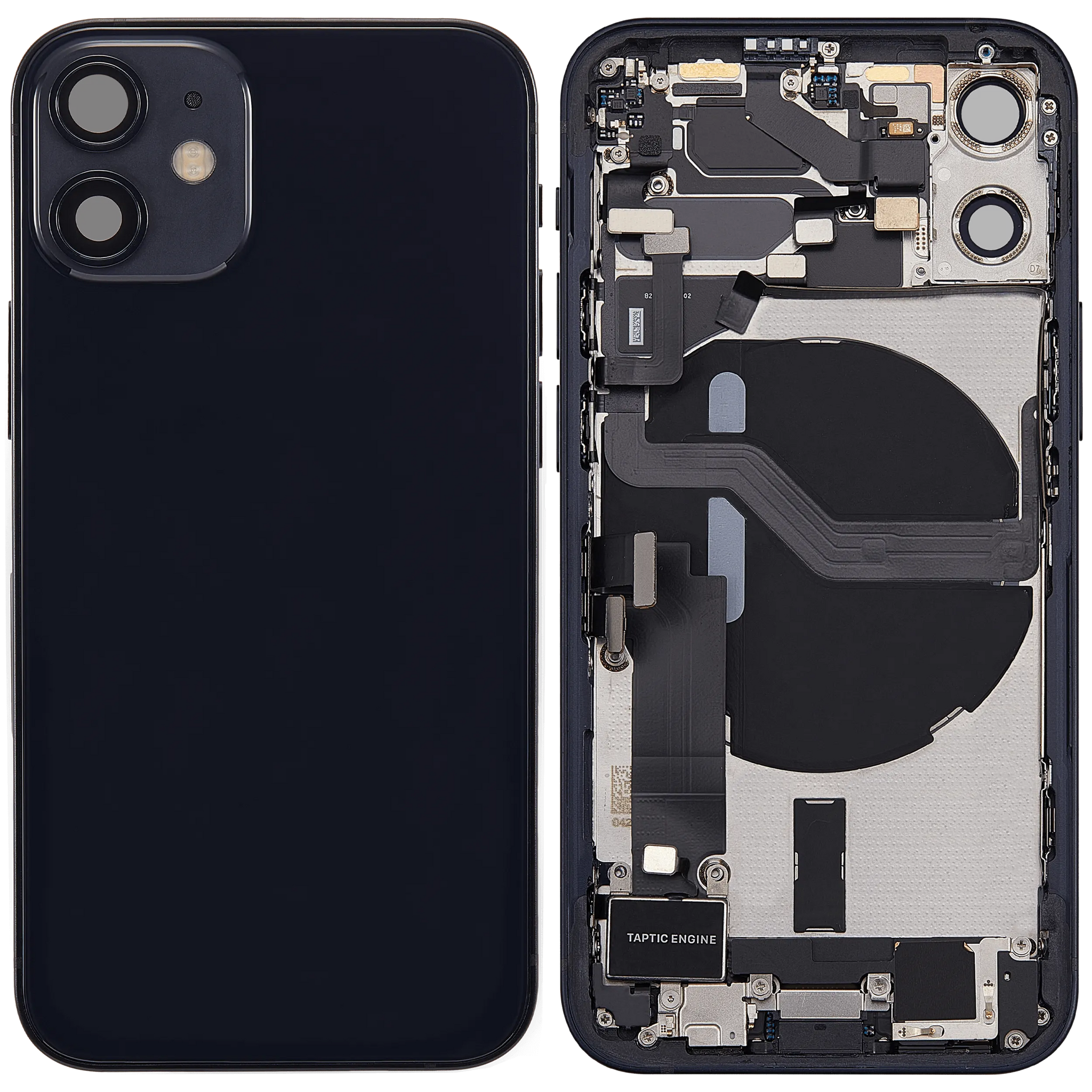 Back Housing W/ Charging Port Flex & Small Parts For iPhone 12 Mini (US Version) (Pull) (Black)