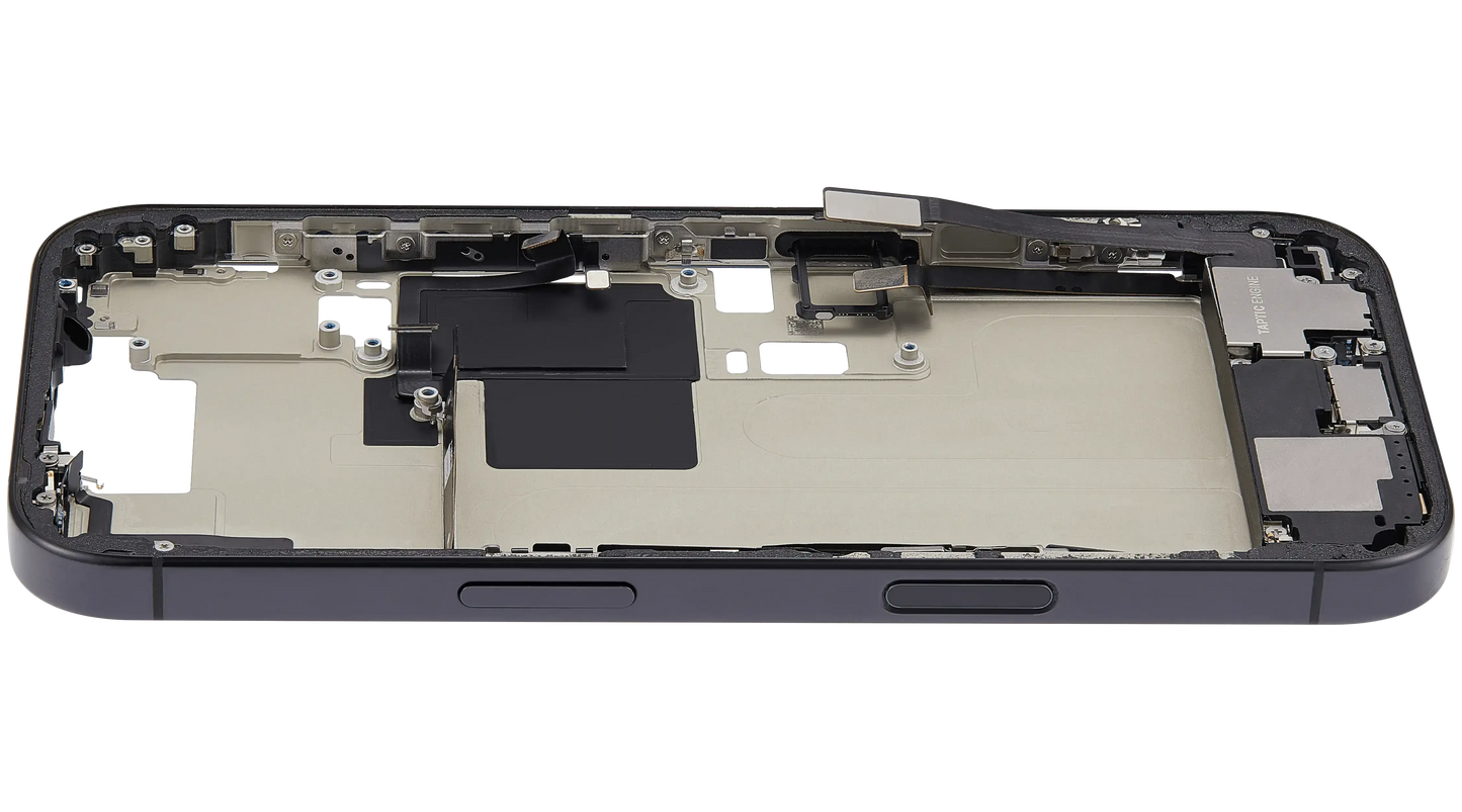 Mid-Frame Housing W/ Charging Port Flex & Small Parts For iPhone 16 Pro (EU / Global Version) (Pull) (Black Titanium)