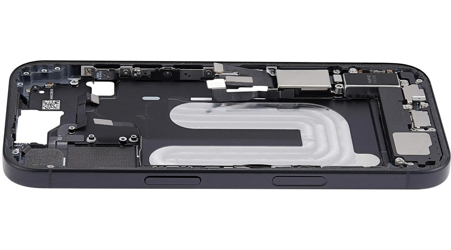 Mid-Frame Housing W/ Charging Port Flex & Small Parts For iPhone 16 (US Version) (Pull) (Black)