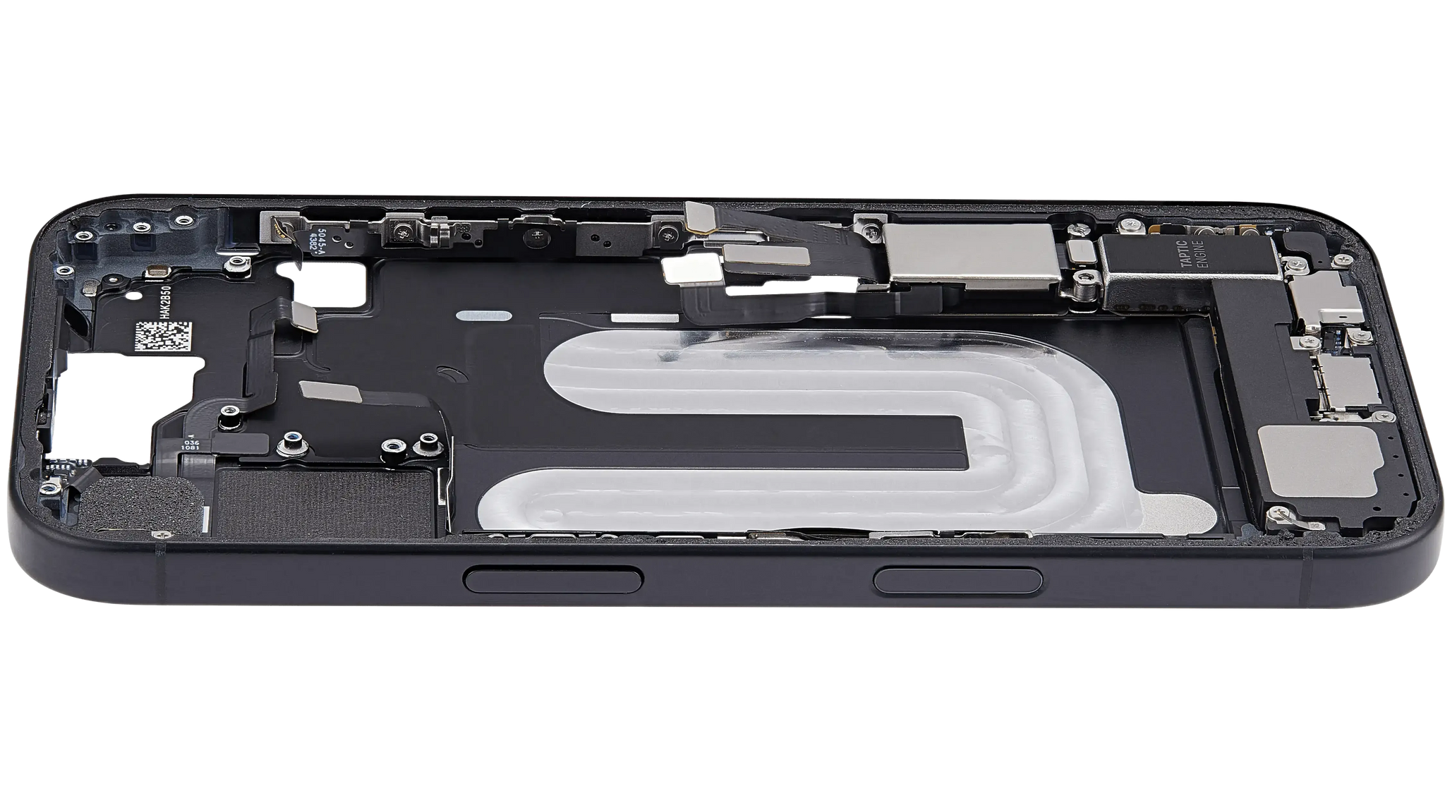 Mid-Frame Housing W/ Charging Port Flex & Small Parts For iPhone 16 (US Version) (Pull) (Black)