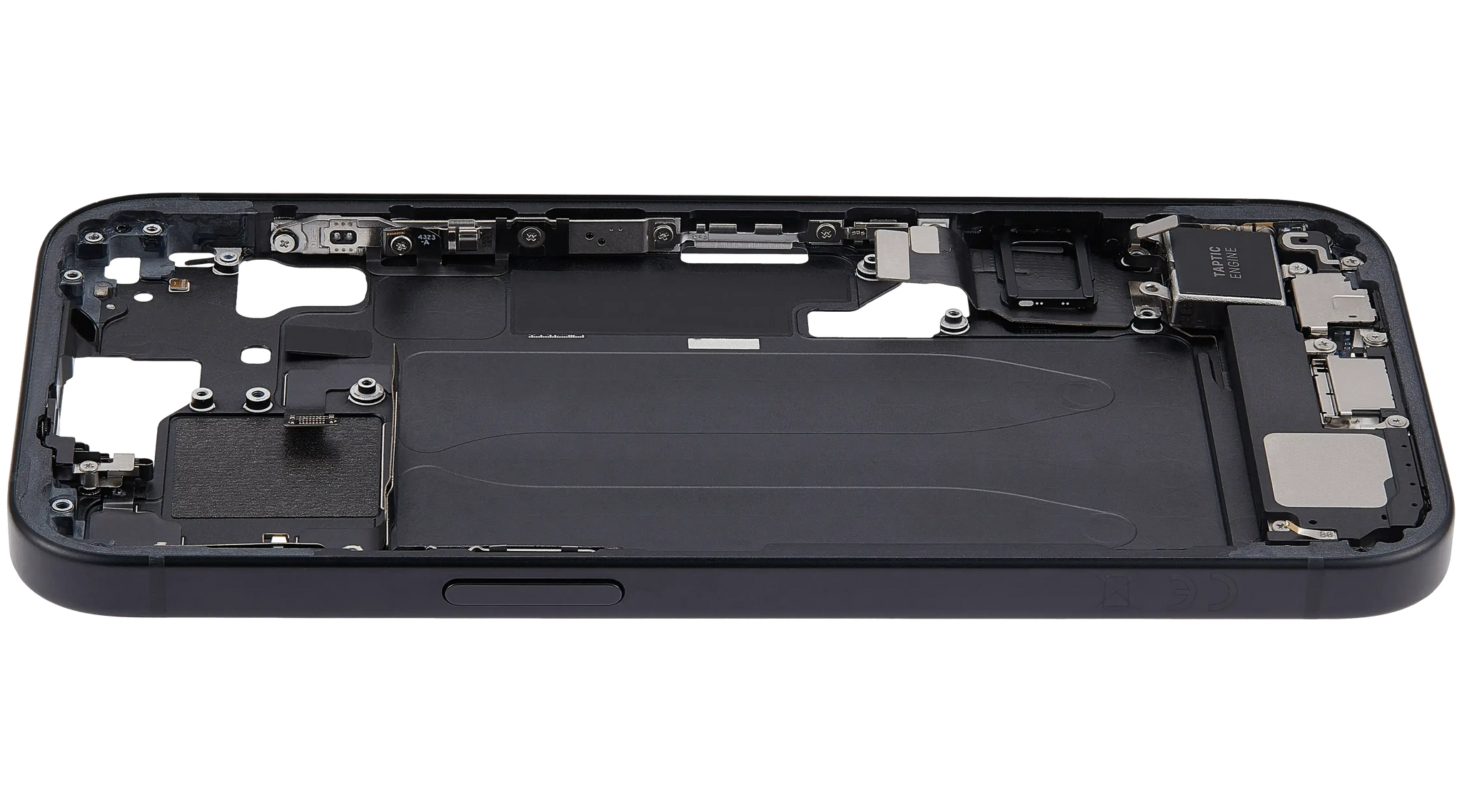 Mid-Frame Housing W/ Charging Port Flex & Small Parts For iPhone 15 (EU / Global Version) (Pull) (Black)