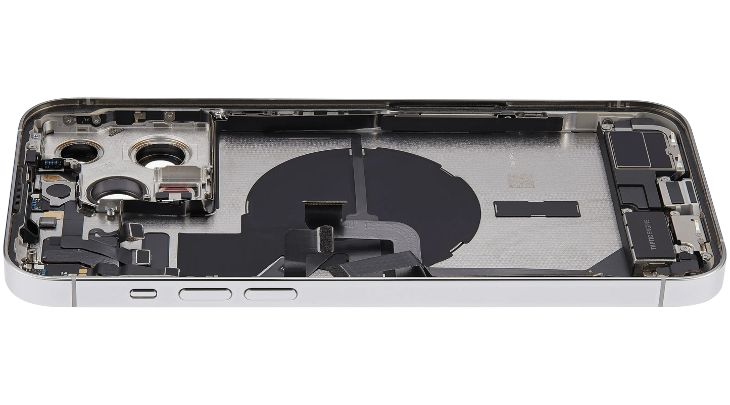 Back Housing W/ Charging Port Flex & Small Parts For iPhone 14 Pro Max (US Version) (Pull) (Silver)