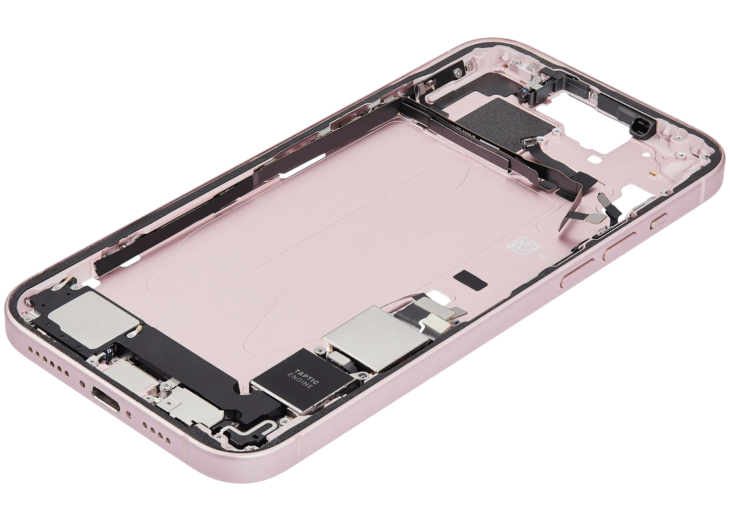 Mid-Frame Housing W/ Charging Port Flex & Small Parts For iPhone 15 Plus (US Version) (Pull) (Pink)