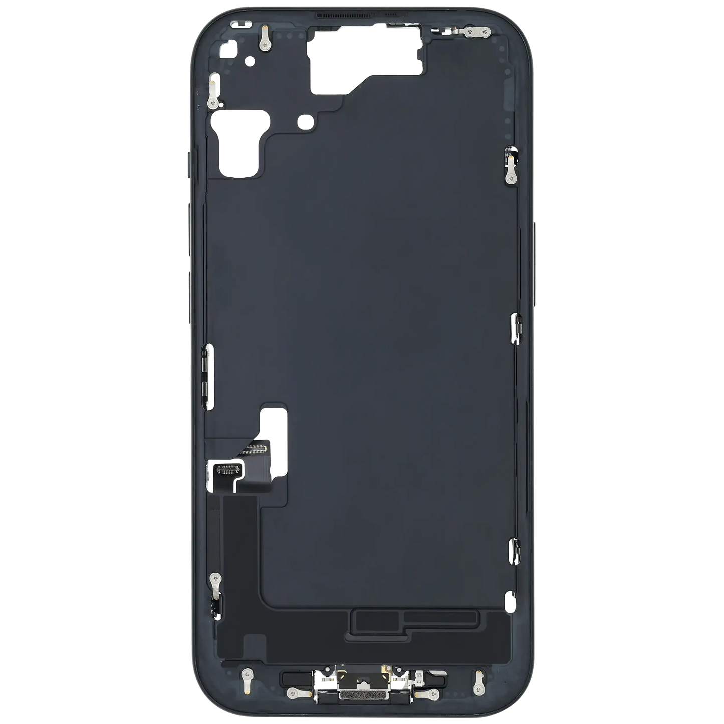 Mid-Frame Housing W/ Charging Port Flex & Small Parts For iPhone 15 (US Version) (Pull) (Black)