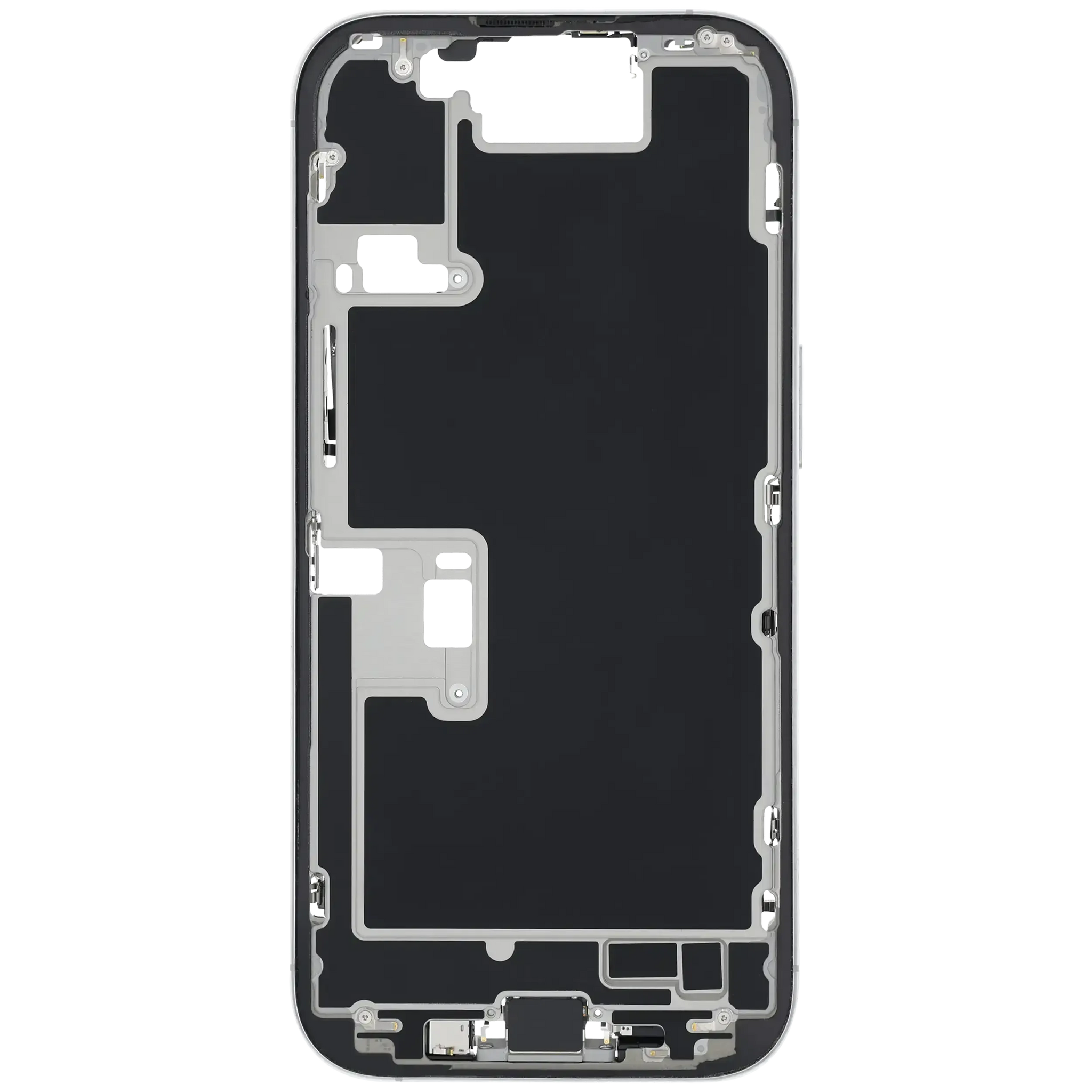 Mid-Frame Housing W/ Charging Port Flex & Small Parts For iPhone 16 Pro (EU / Global Version) (Pull) (White Titanium)