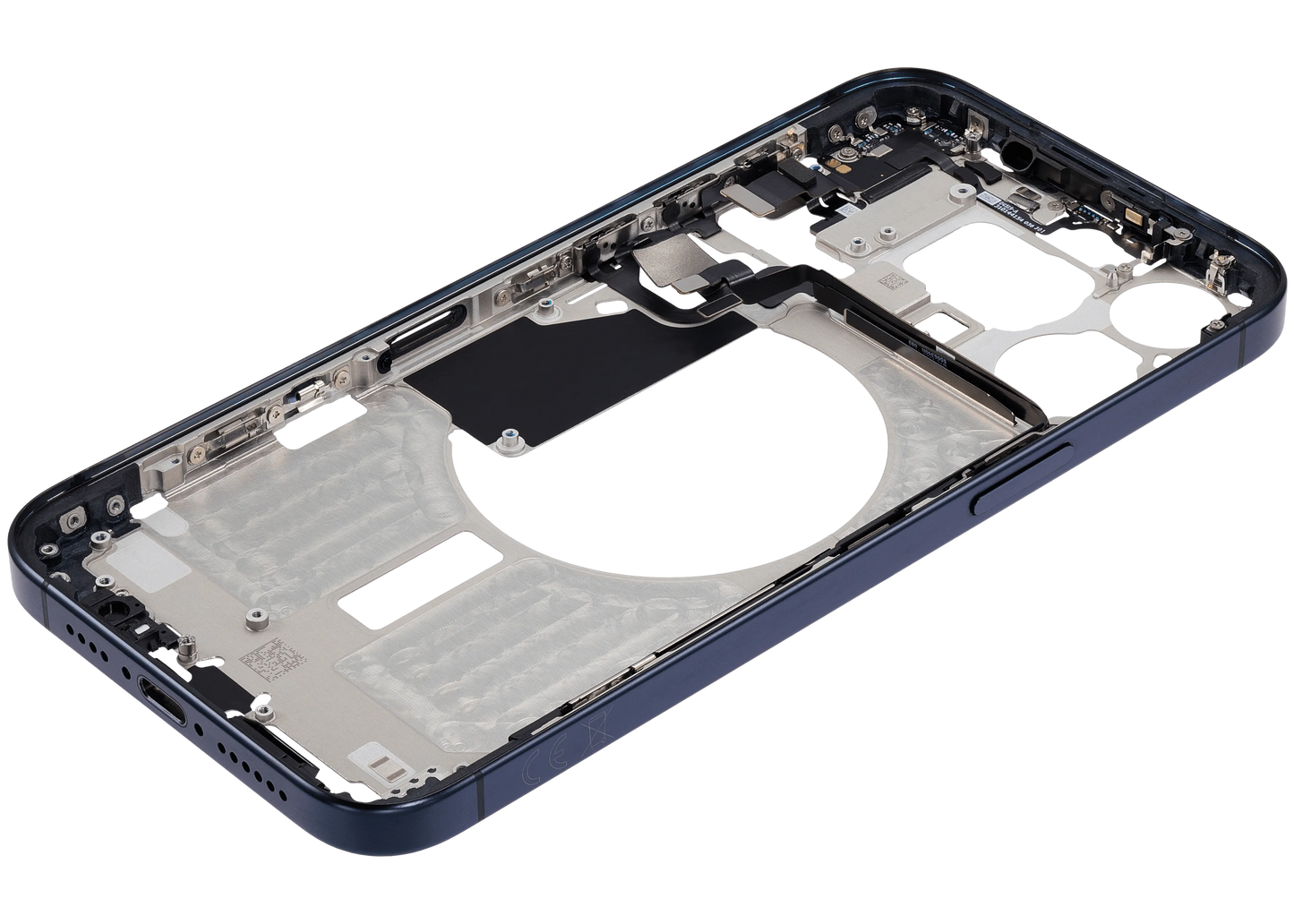 Mid-Frame Housing W/ Small Parts For iPhone 15 Pro Max (EU / Global Version) (Used OEM Pull: Grade A) (Blue Titanium)