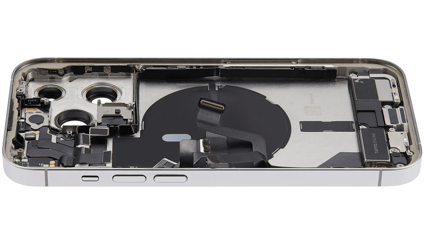 Back Housing W/ Charging Port Flex & Small Parts For iPhone 14 Pro (US Version) (Pull) (Silver)
