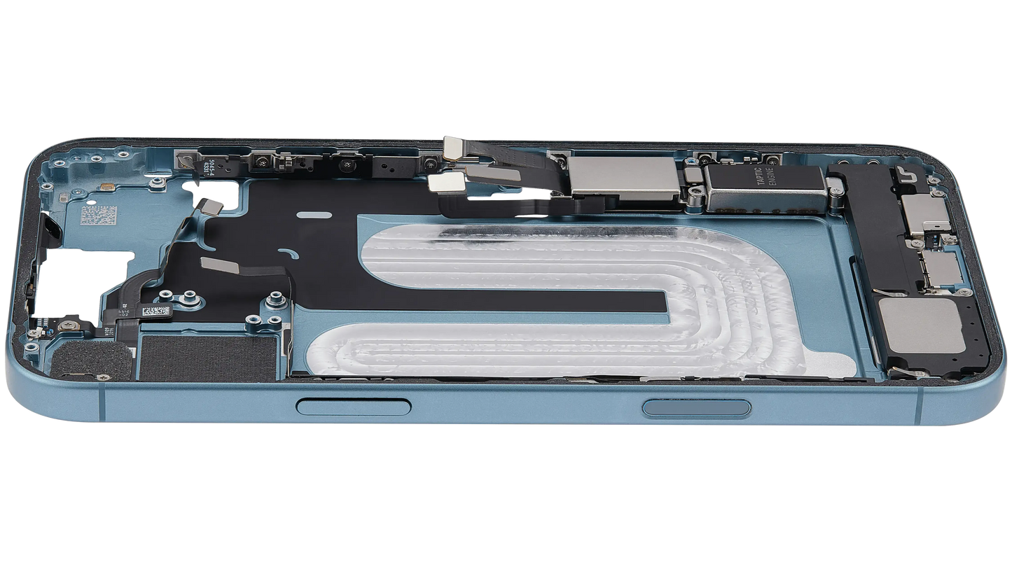 Mid-Frame Housing W/ Charging Port Flex & Small Parts For iPhone 16 Plus (US Version) (Pull) (Teal)