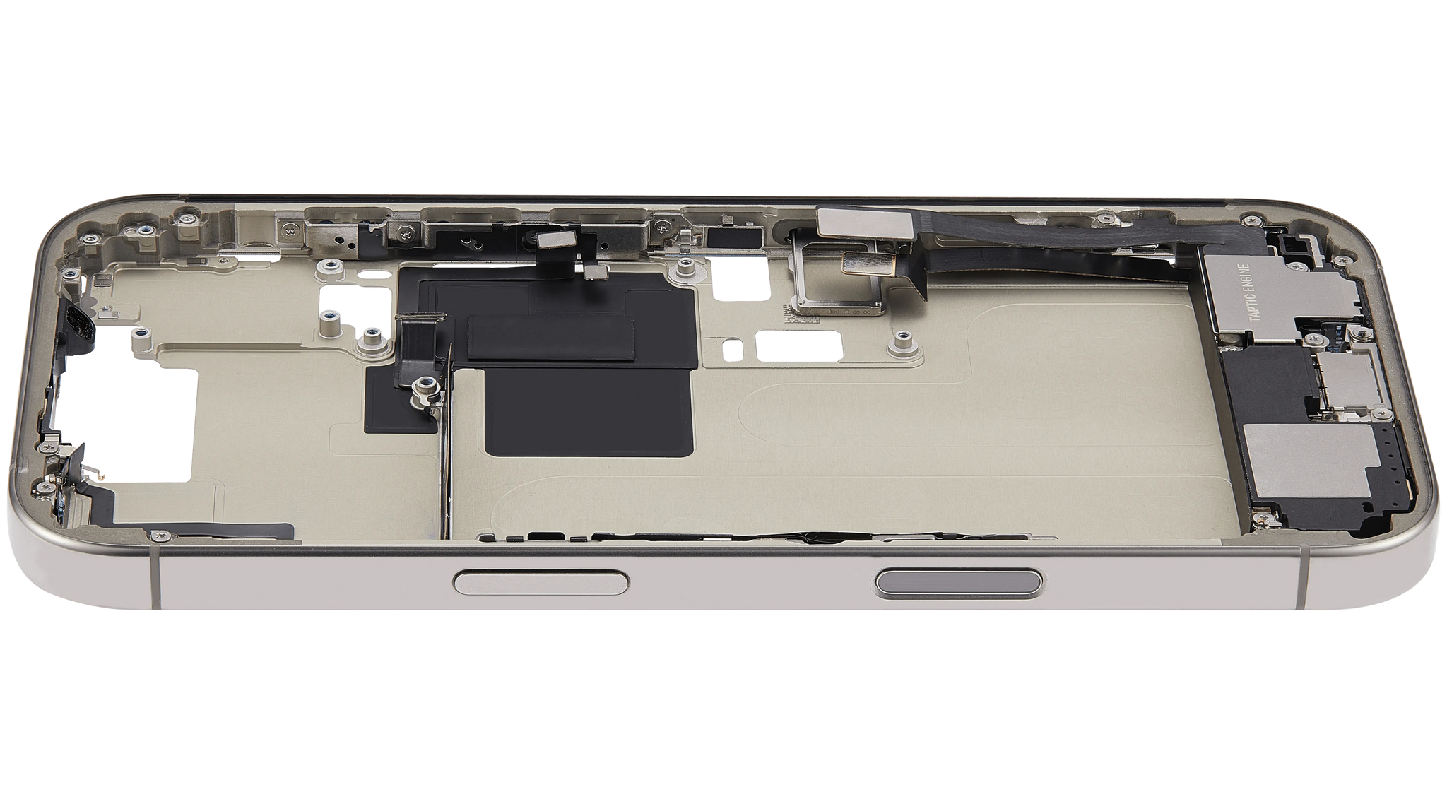Mid-Frame Housing W/ Charging Port Flex & Small Parts For iPhone 16 Pro (EU / Global Version) (Pull) (Natural Titanium)