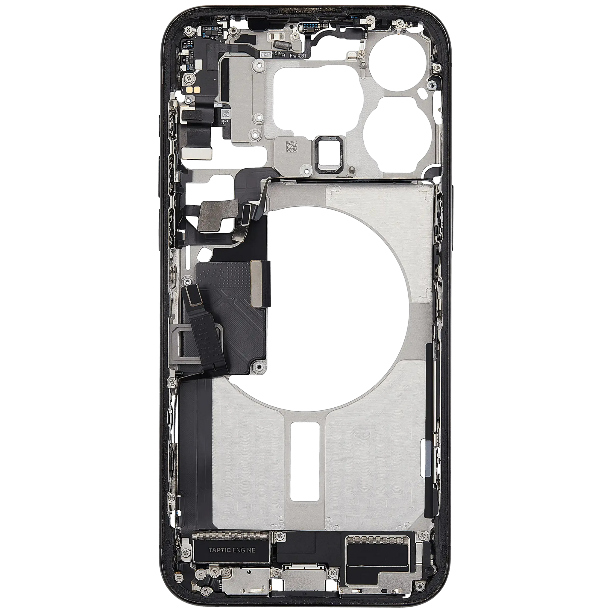 Mid-Frame Housing W/ Charging Port Flex & Small Parts For iPhone 15 Pro Max (EU / Global Version) (Pull) (Black Titanium)