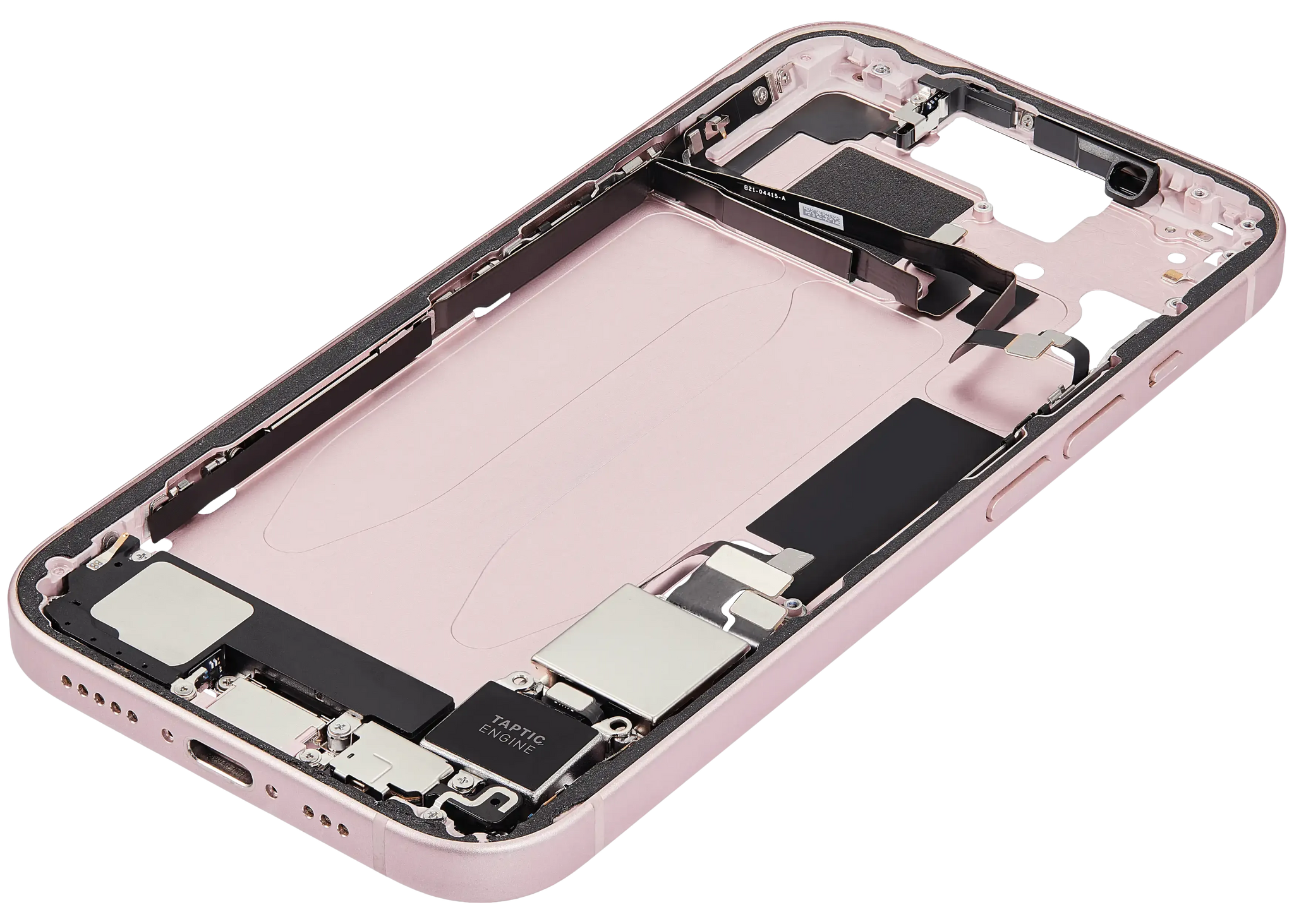 Mid-Frame Housing W/ Charging Port Flex & Small Parts For iPhone 15 (US Version) (Pull) (Pink)
