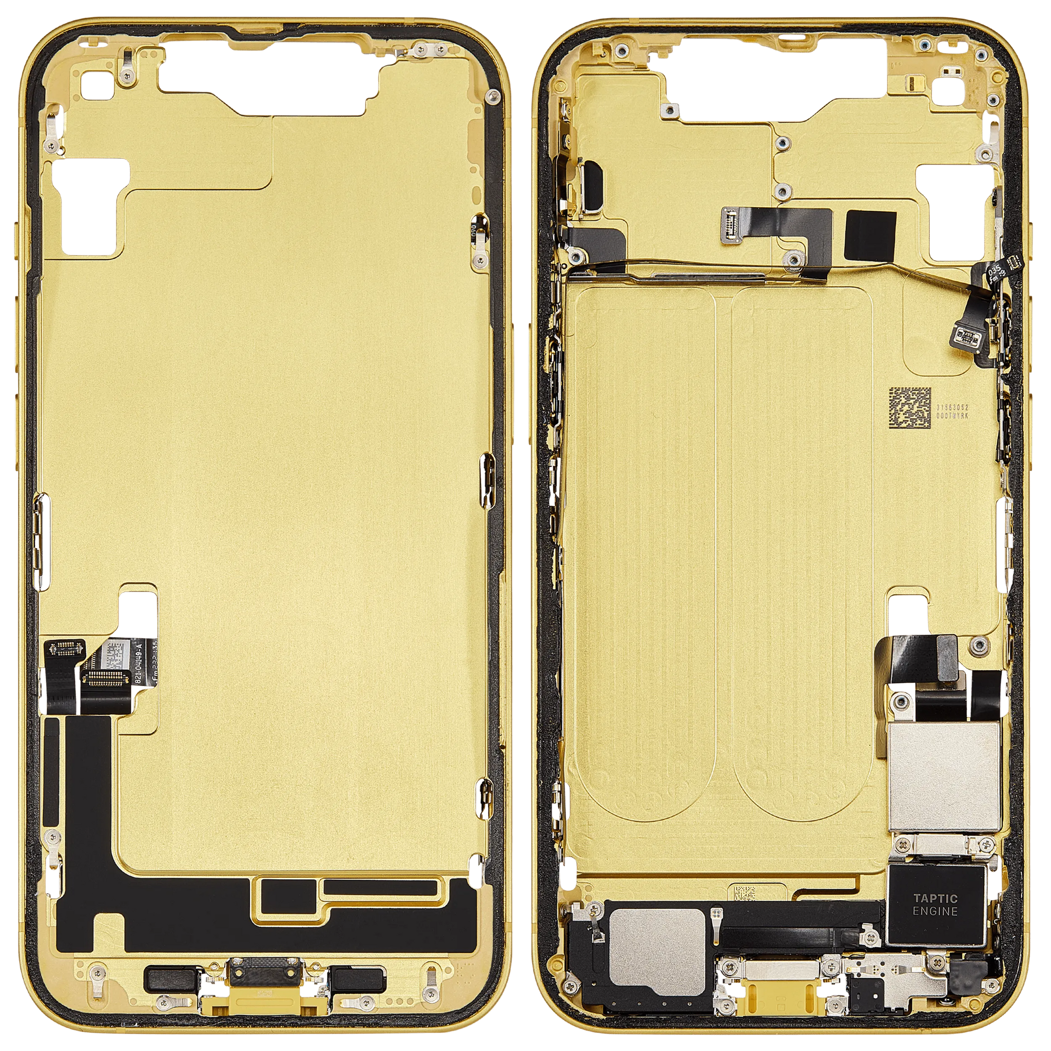 Mid-Frame Housing W/ Charging Port Flex & Small Parts For iPhone 14 (US Version) (Pull) (Yellow)