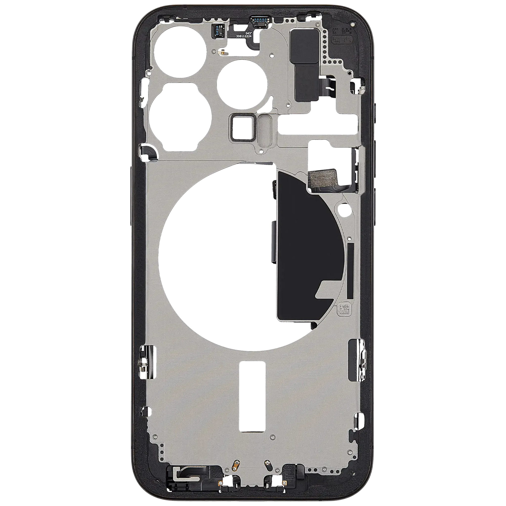 Mid-Frame Housing W/ Charging Port Flex & Small Parts For iPhone 15 Pro (EU / Global Version) (Pull) (Black Titanium)