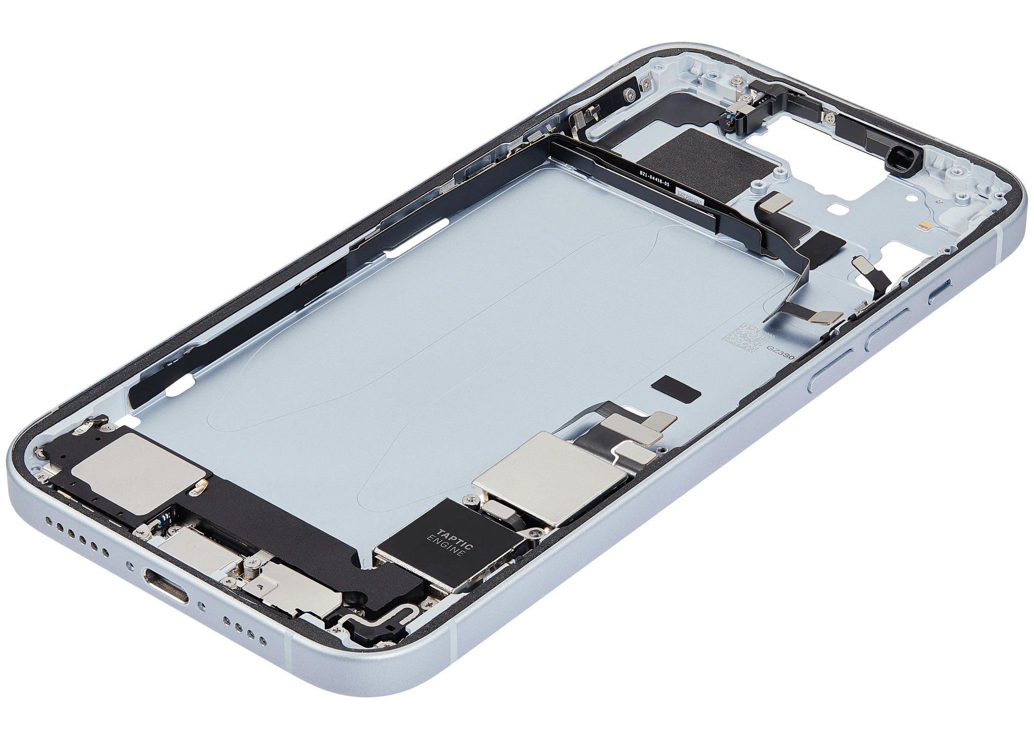 Mid-Frame Housing W/ Charging Port Flex & Small Parts For iPhone 15 Plus (US Version) (Pull) (Blue)