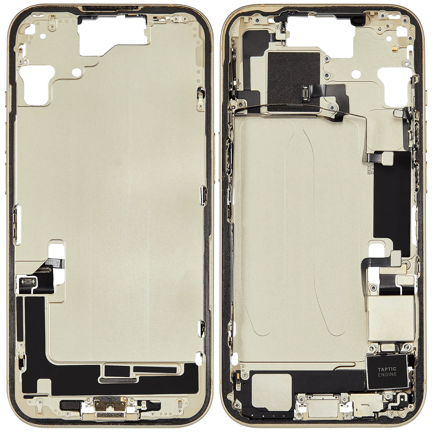 Mid-Frame Housing W/ Charging Port Flex & Small Parts For iPhone 15 (US Version) (Pull) (Yellow)