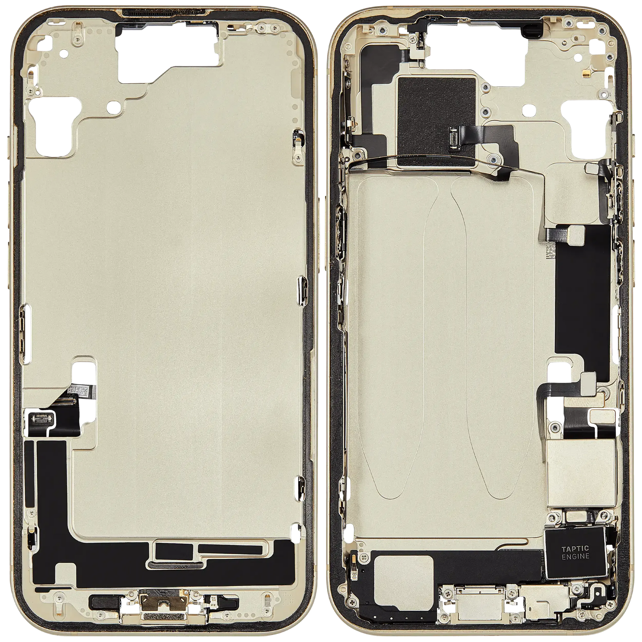 Mid-Frame Housing W/ Charging Port Flex & Small Parts For iPhone 15 (US Version) (Pull) (Yellow)