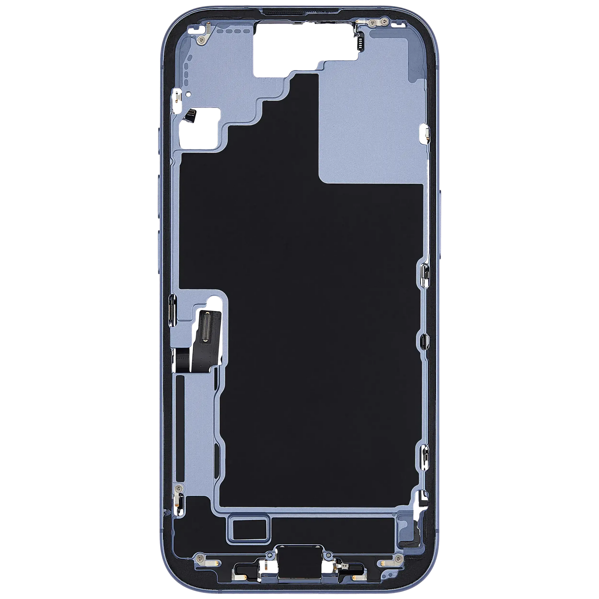 Mid-Frame Housing W/ Charging Port Flex & Small Parts For iPhone 17 (US Version) (Pull) (Mist Blue)