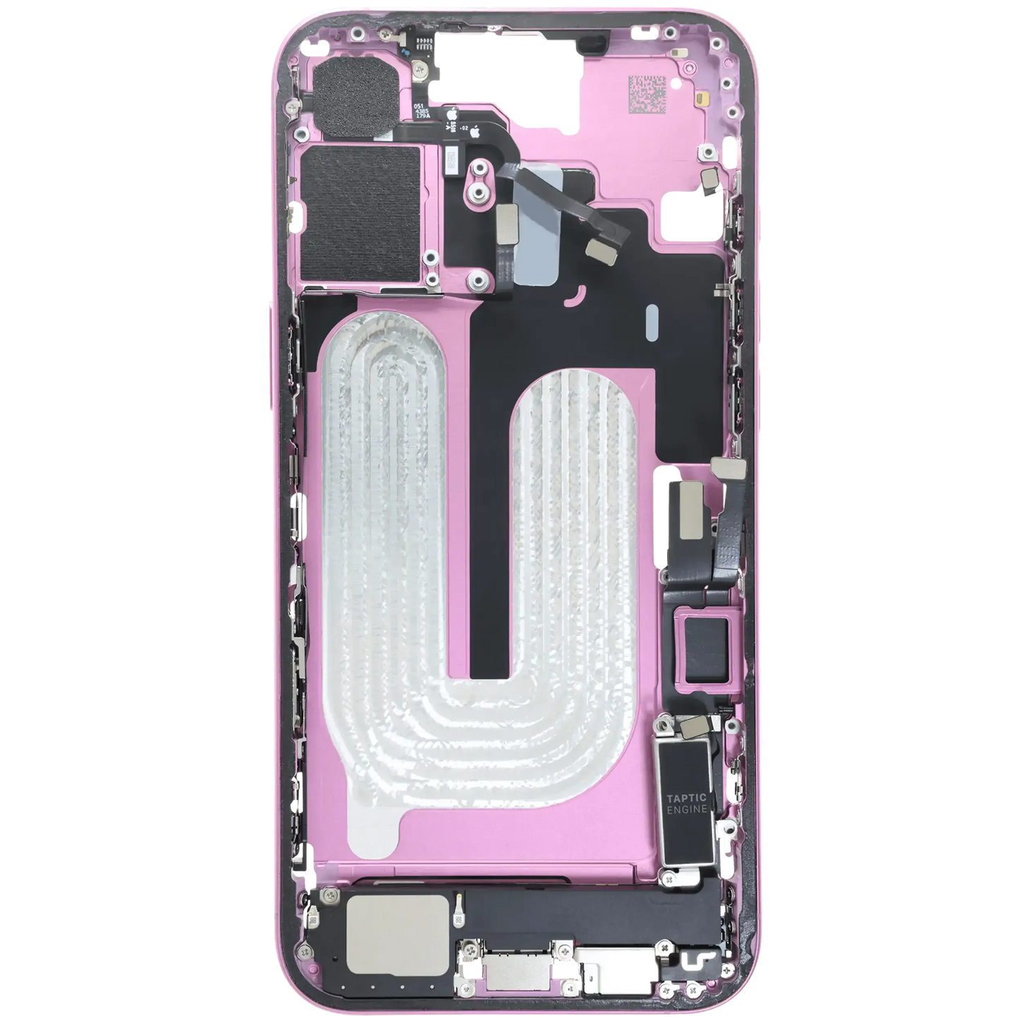 Mid-Frame Housing W/ Charging Port Flex & Small Parts For iPhone 16 Plus (EU / Global Version) (Pull) (Pink)