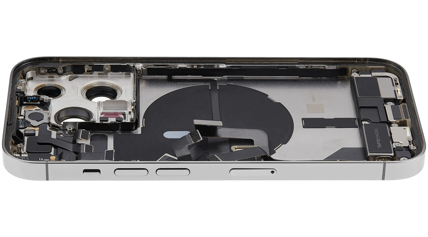 Back Housing W/ Charging Port Flex & Small Parts For iPhone 14 Pro (EU / Global Version) (Pull) (Silver)