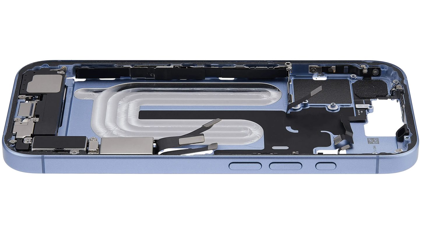 Mid-Frame Housing W/ Charging Port Flex & Small Parts For iPhone 17 (US Version) (Pull) (Mist Blue)