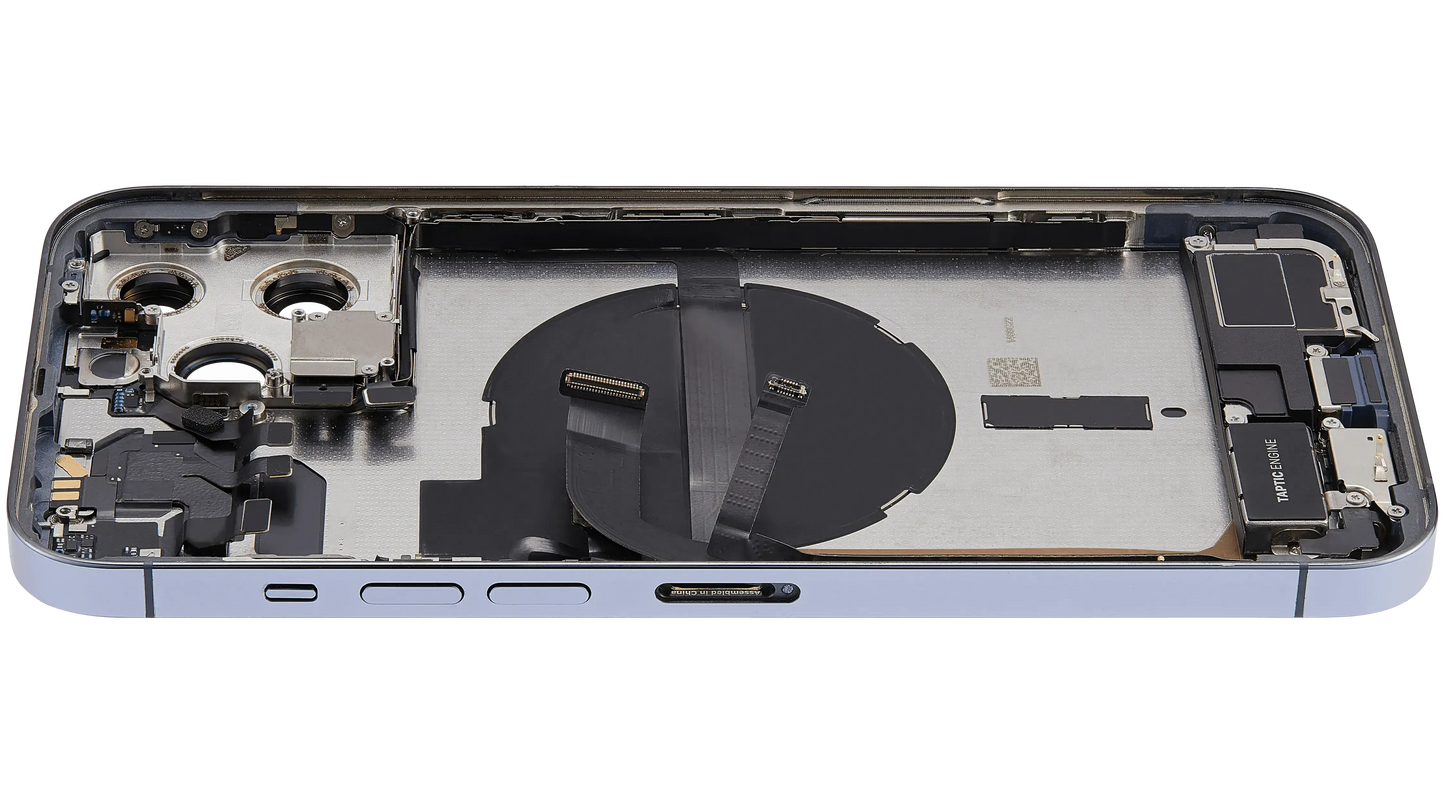 Back Housing W/ Charging Port Flex & Small Parts For iPhone 13 Pro Max (US Version) (Used OEM) (Pull) (Sierra Blue)
