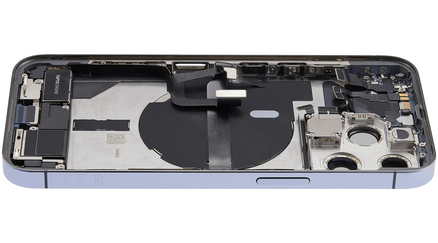 Back Housing W/ Charging Port Flex & Small Parts For iPhone 13 Pro (EU / Global Version) (Used OEM) (Pull) (Sierra Blue)