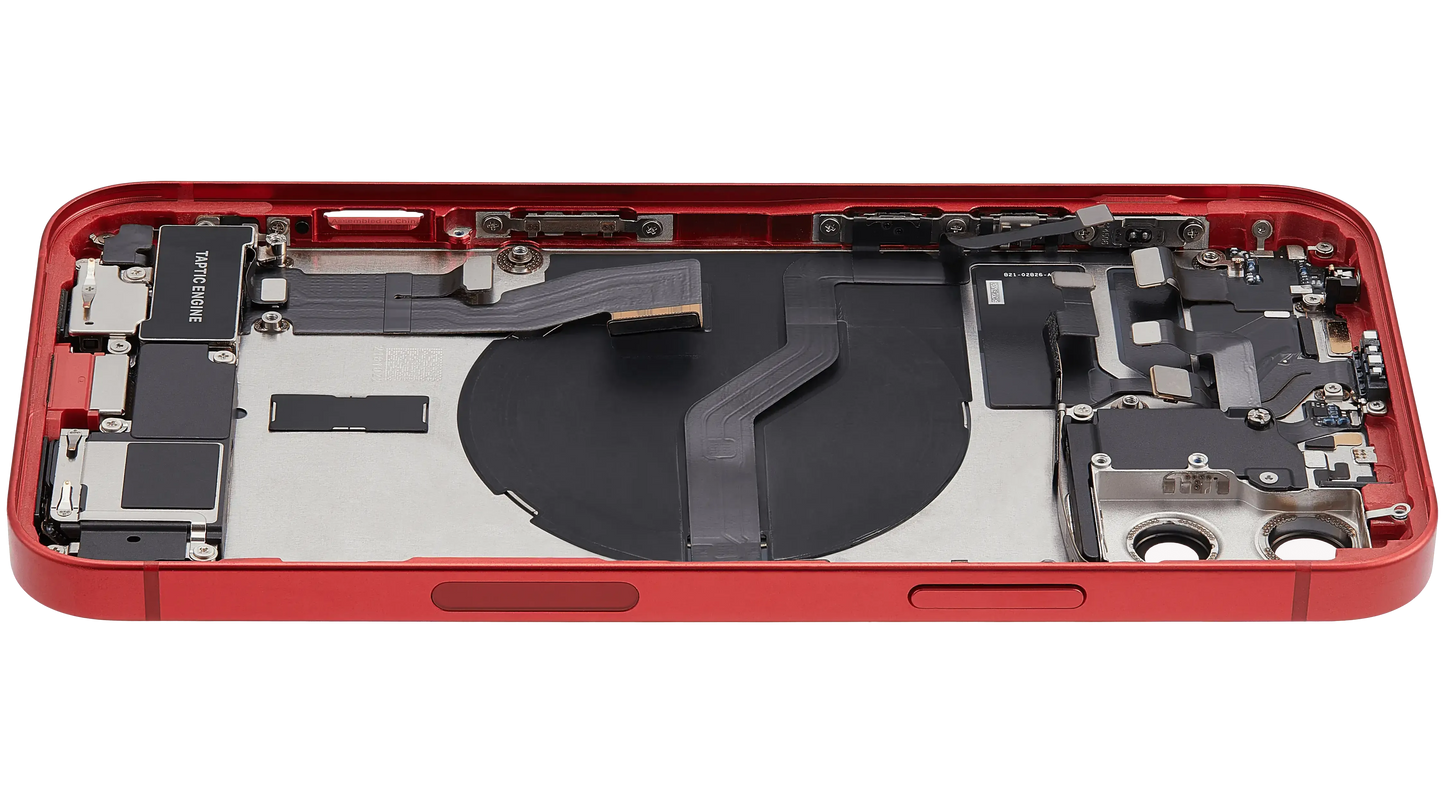 Back Housing W/ Charging Port Flex & Small Parts For iPhone 12 (US Version) (Used OEM) (Pull) (Red)