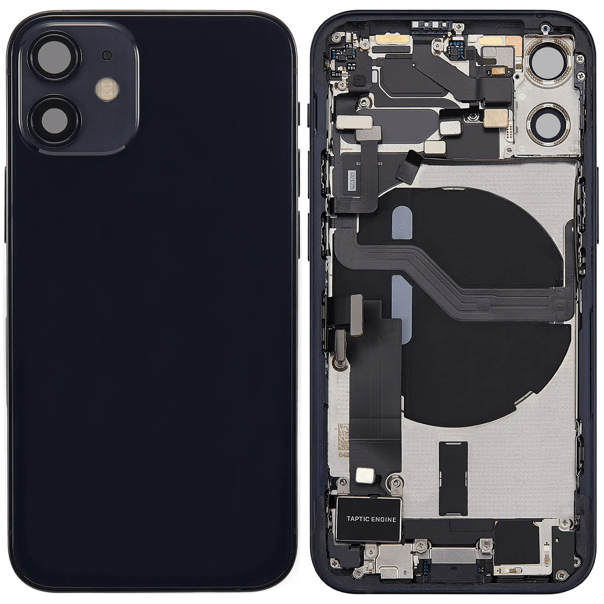 Back Housing W/ Charging Port Flex & Small Parts For iPhone 12 Mini (US Version) (Pull) (Black)