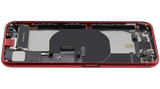 Back Housing W/ Charging Port Flex and Small Components Pre-Installed For iPhone SE (2022) (Used OEM) (Pull) (Red)