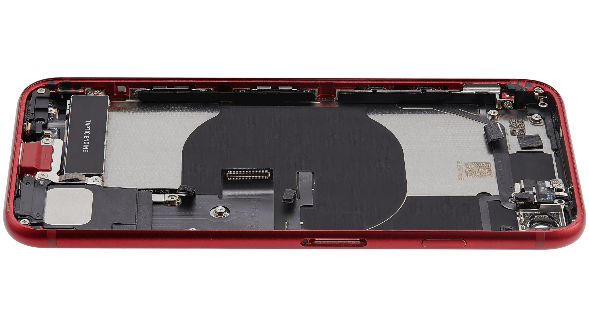 Back Housing W/ Charging Port Flex and Small Components Pre-Installed For iPhone SE (2022) (Used OEM) (Pull) (Red)