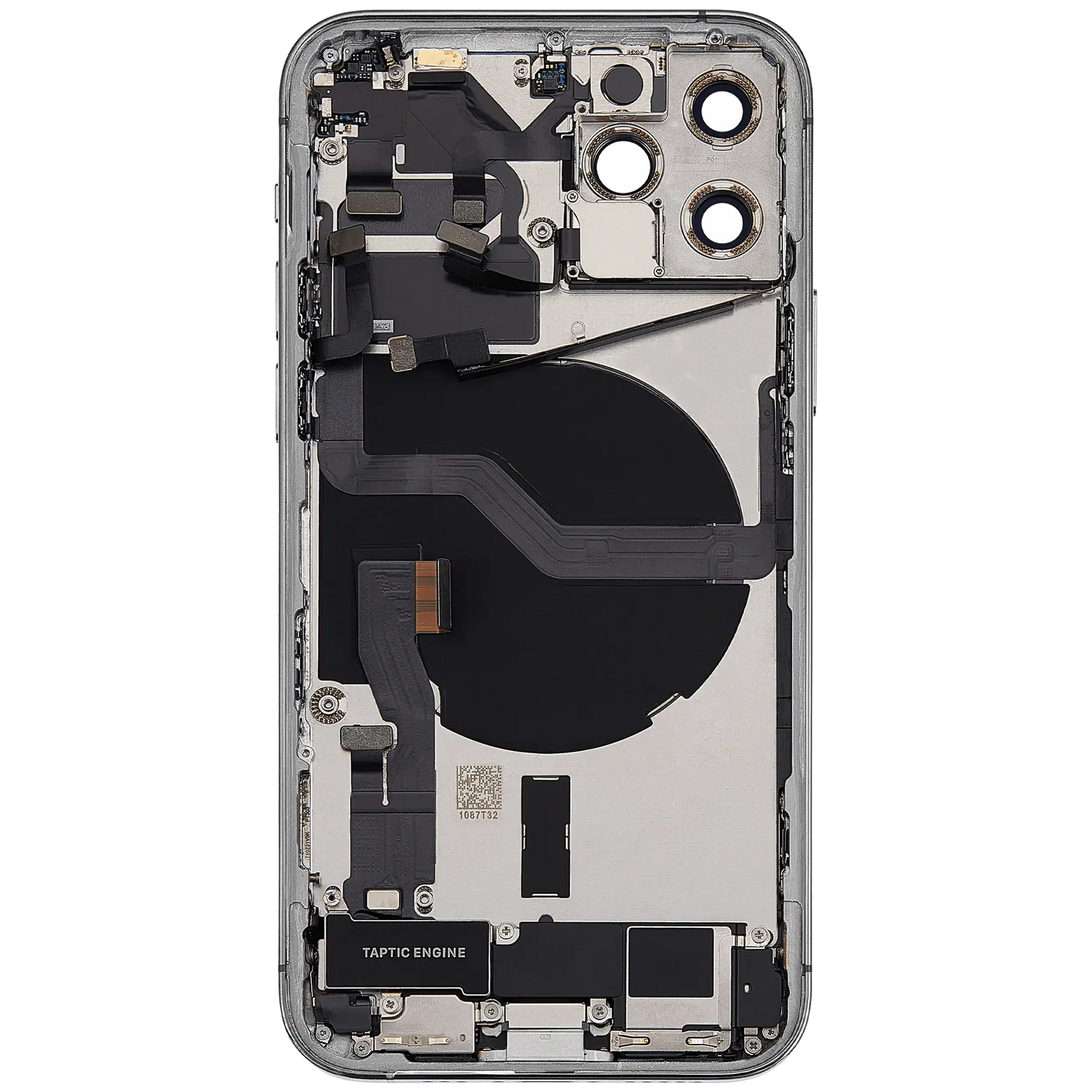 Back Housing W/ Charging Port Flex & Small Parts For iPhone 12 Pro (US Version) (Pull) (Silver)