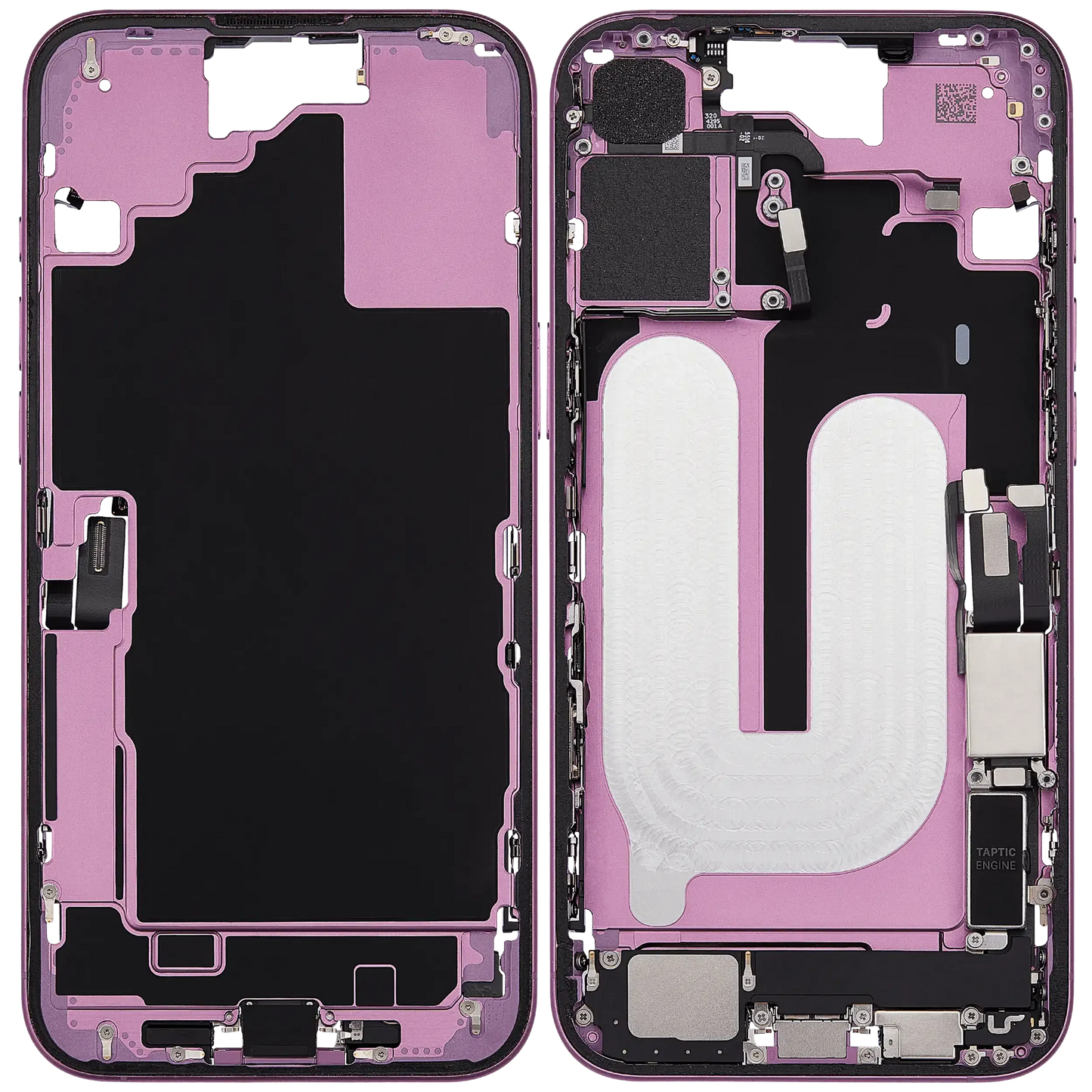 Mid-Frame Housing W/ Charging Port Flex & Small Parts For iPhone 16 Plus (US Version) (Pull) (Pink)
