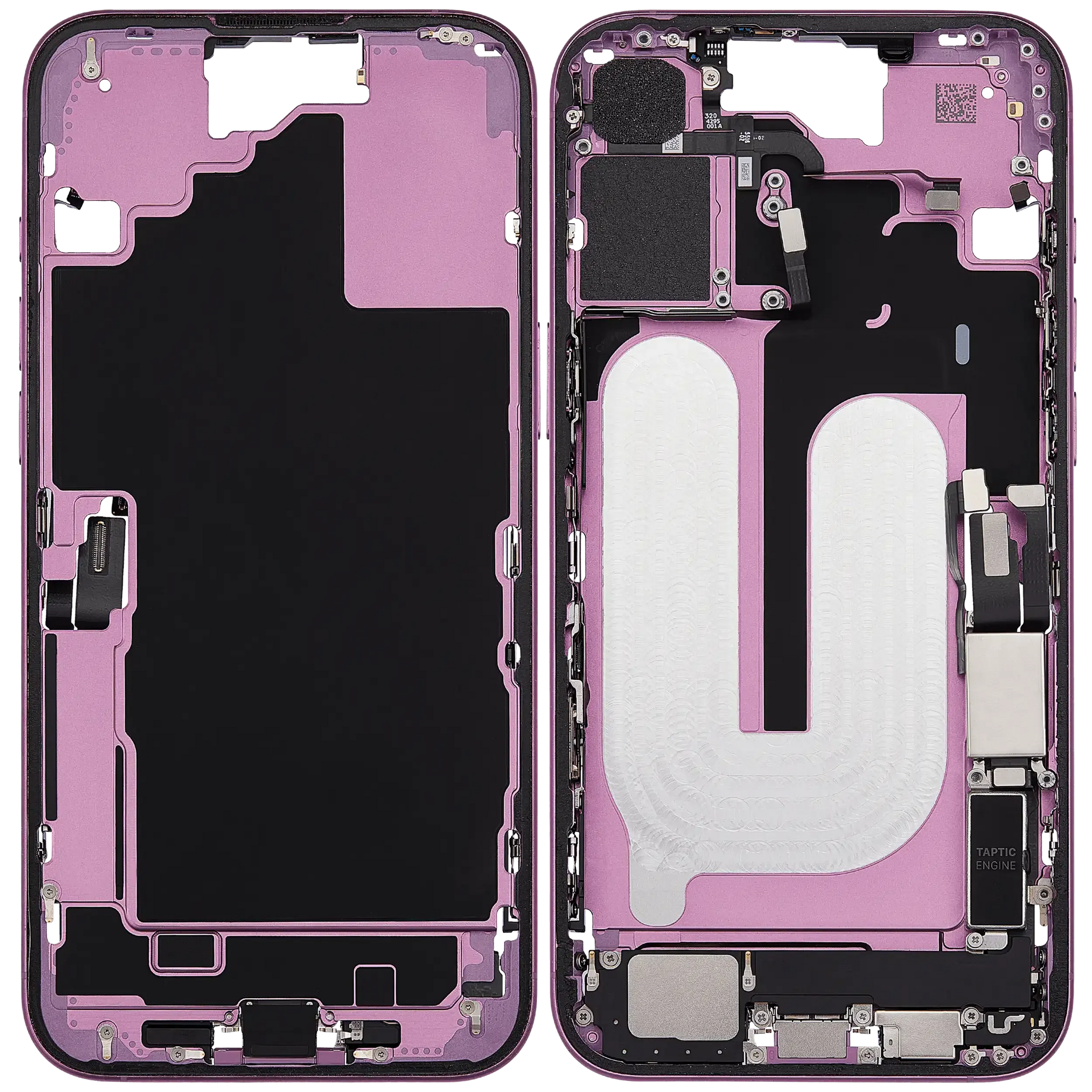Mid-Frame Housing W/ Charging Port Flex & Small Parts For iPhone 16 Plus (US Version) (Pull) (Pink)