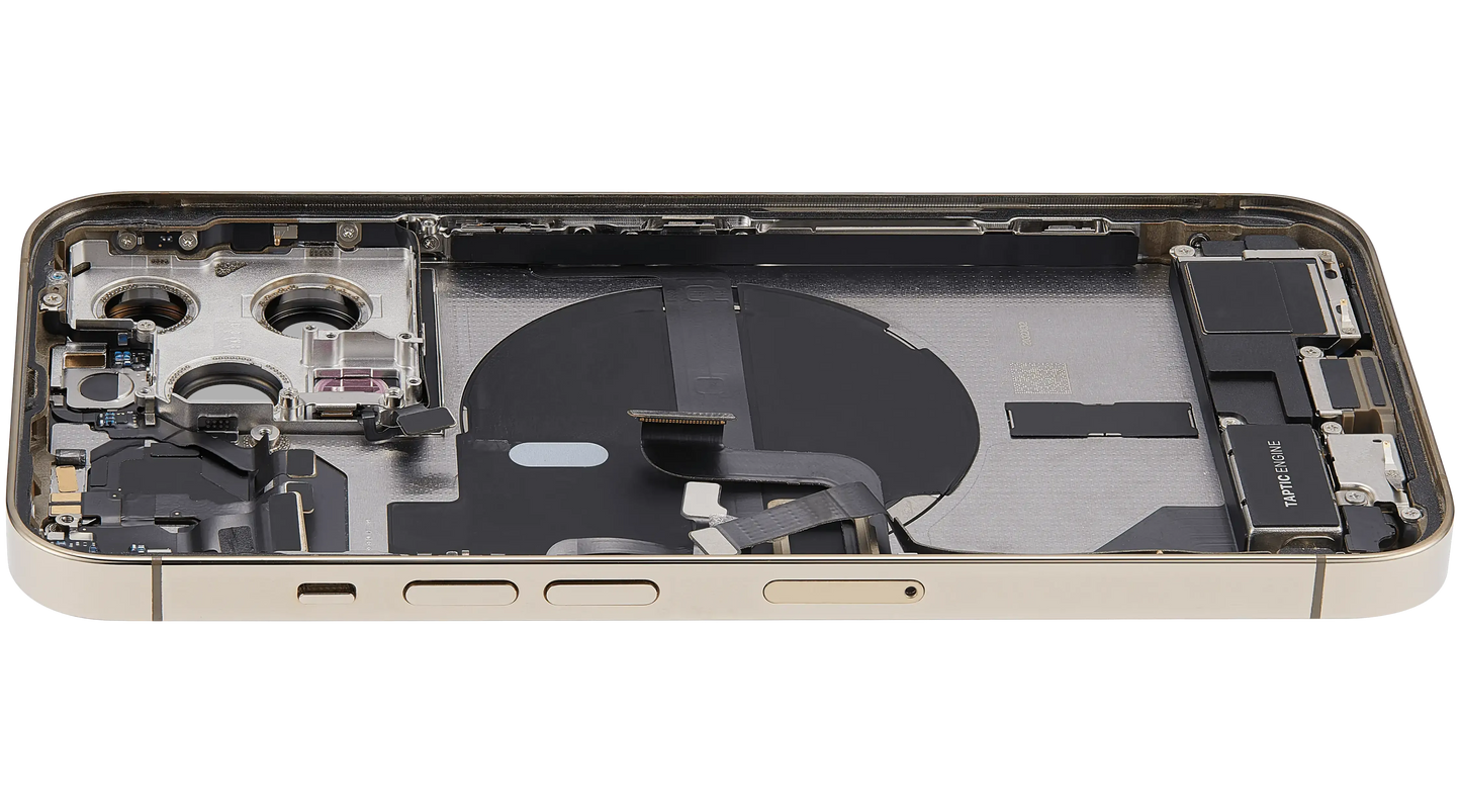 Back Housing W/ Charging Port Flex & Small Parts For iPhone 13 Pro (EU / Global Version) (Used OEM) (Pull) (Gold)