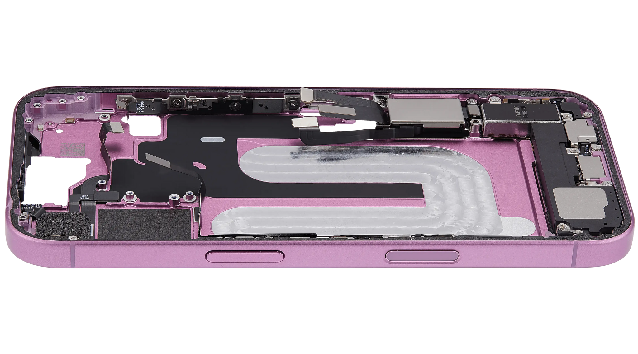 Mid-Frame Housing W/ Charging Port Flex & Small Parts For iPhone 16 (US Version) (Pull) (Pink)