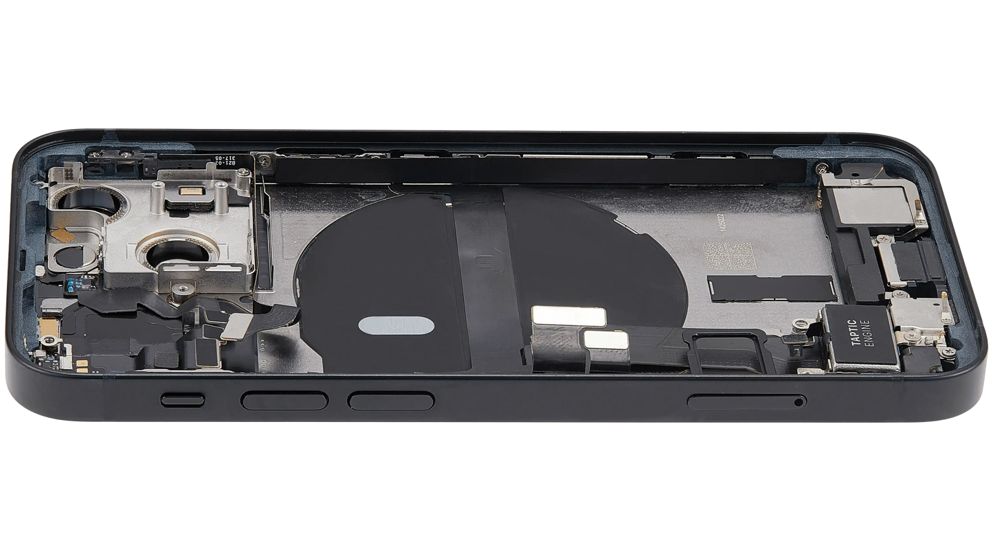 Back Housing W/ Charging Port Flex & Small Parts For iPhone 13 Mini (EU / Global Version) (Used OEM) (Pull) (Midnight)
