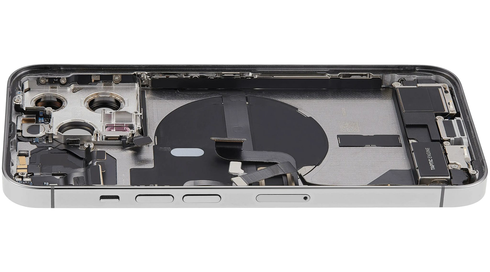 Back Housing W/ Charging Port Flex & Small Parts For iPhone 13 Pro (EU / Global Version) (Used OEM) (Pull) (Silver)