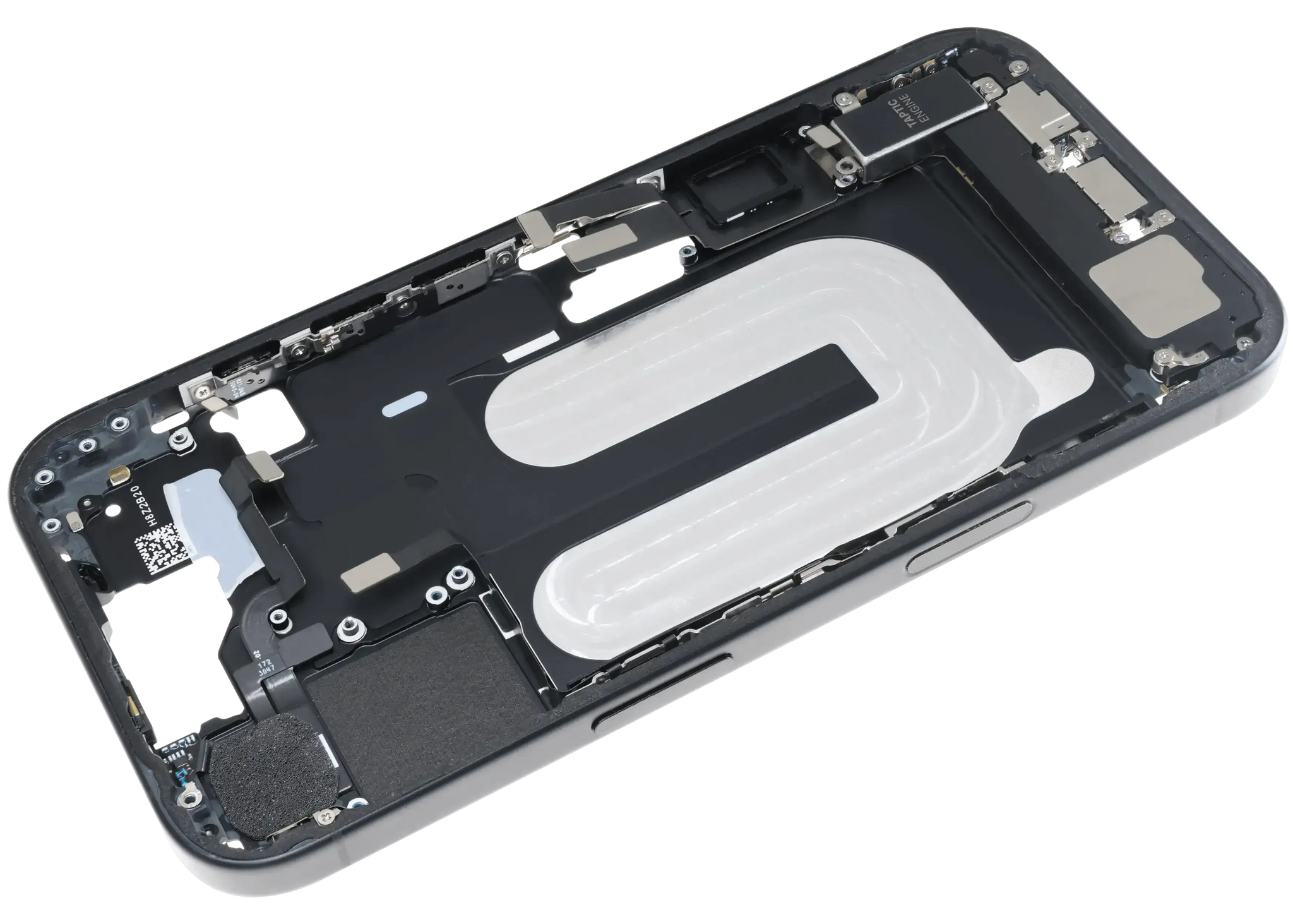Mid-Frame Housing W/ Charging Port Flex & Small Parts For iPhone 16 (EU / Global Version) (Pull) (Black)