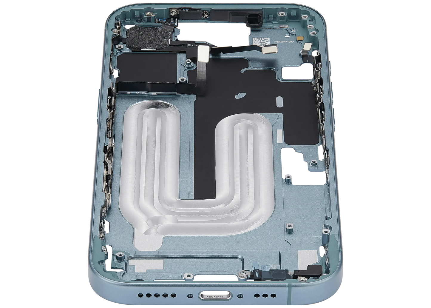 Mid-Frame Housing With Power And Volume Button For iPhone 16 (EU / Global Version) (Pull) (Teal)