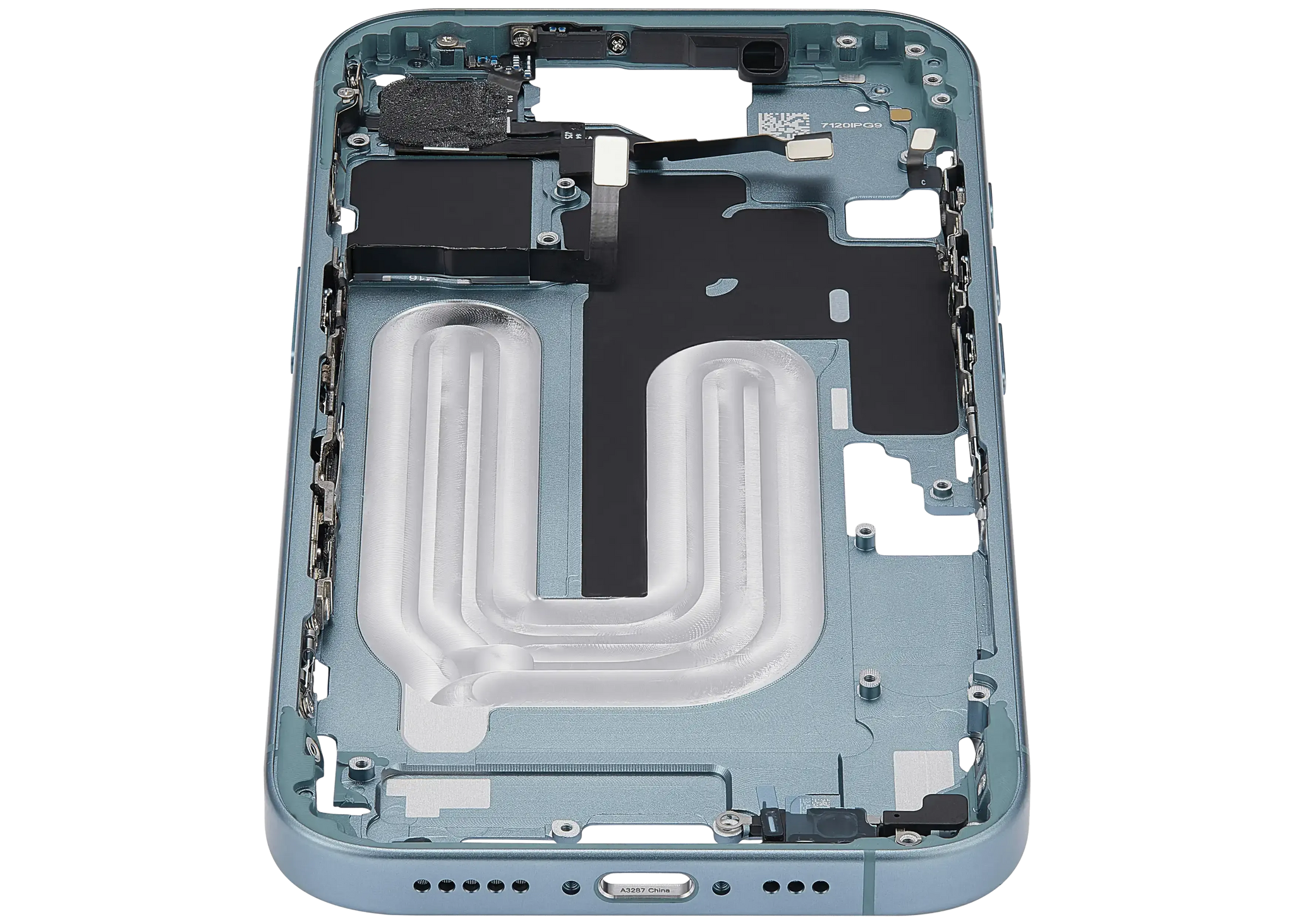 Mid-Frame Housing With Power And Volume Button For iPhone 16 (EU / Global Version) (Pull) (Teal)