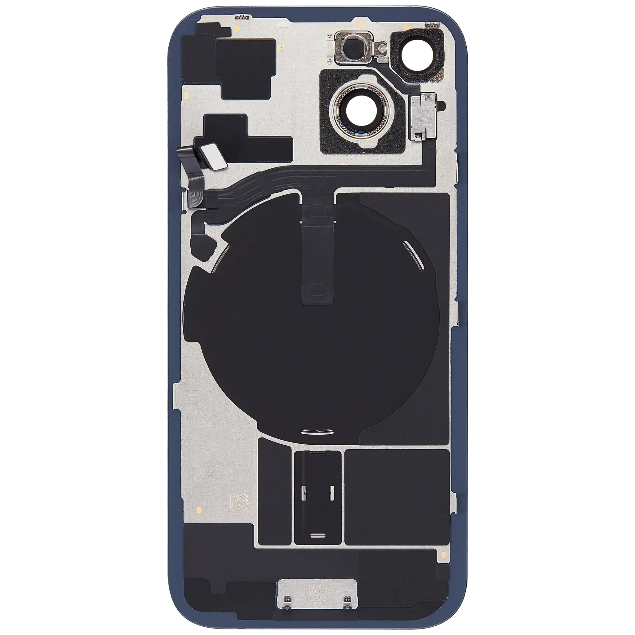 Back Glass w/ MagSafe Magnet & NFC & Flashlight Flex For iPhone 15 (Pull) (Black)