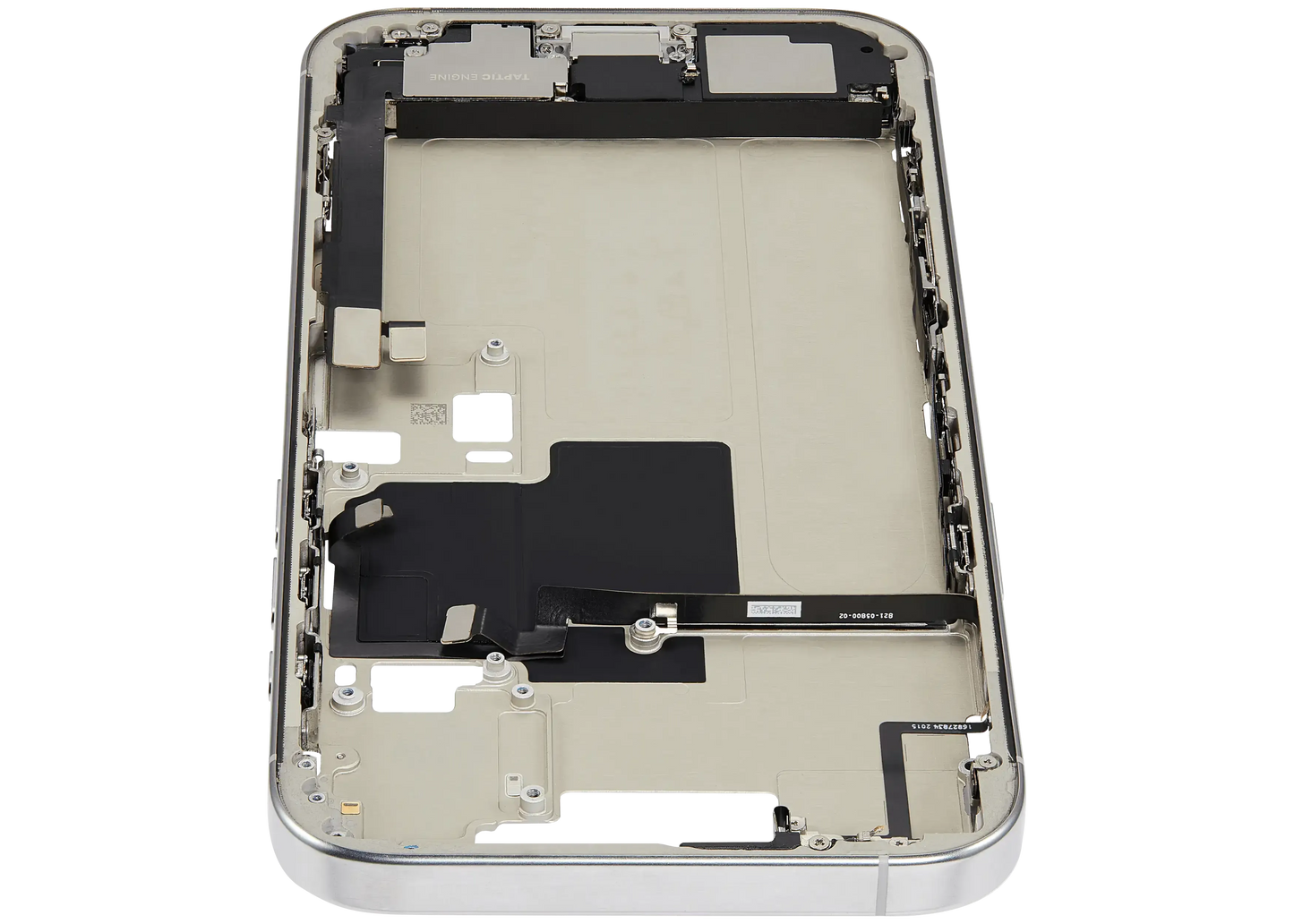 Mid-Frame Housing W/ Charging Port Flex & Small Parts For iPhone 16 Pro Max (EU / Global Version) (Used OEM Pull: Grade C) (White Titanium)