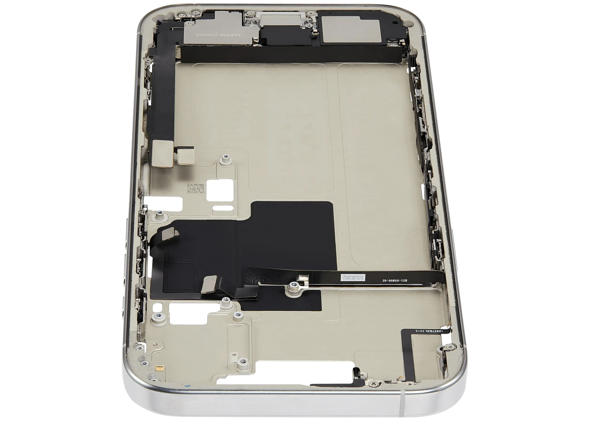 Mid-Frame Housing W/ Charging Port Flex & Small Parts For iPhone 16 Pro Max (EU / Global Version) (Used OEM Pull: Grade C) (White Titanium)
